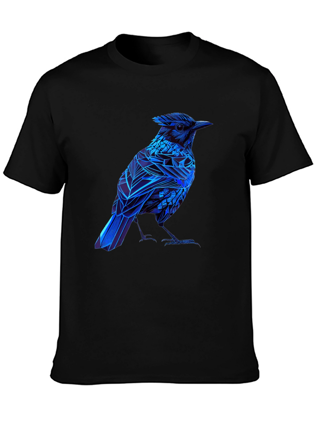 Blue Bird Graphic Tee - Modern Geometric Design