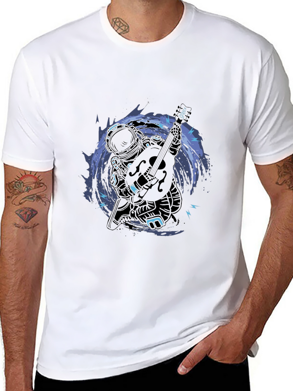 Astronaut Guitar T-Shirt - Space Musician Tee