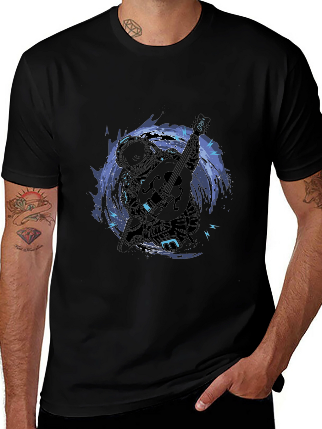 Astronaut Guitar T-Shirt - Space Musician Tee