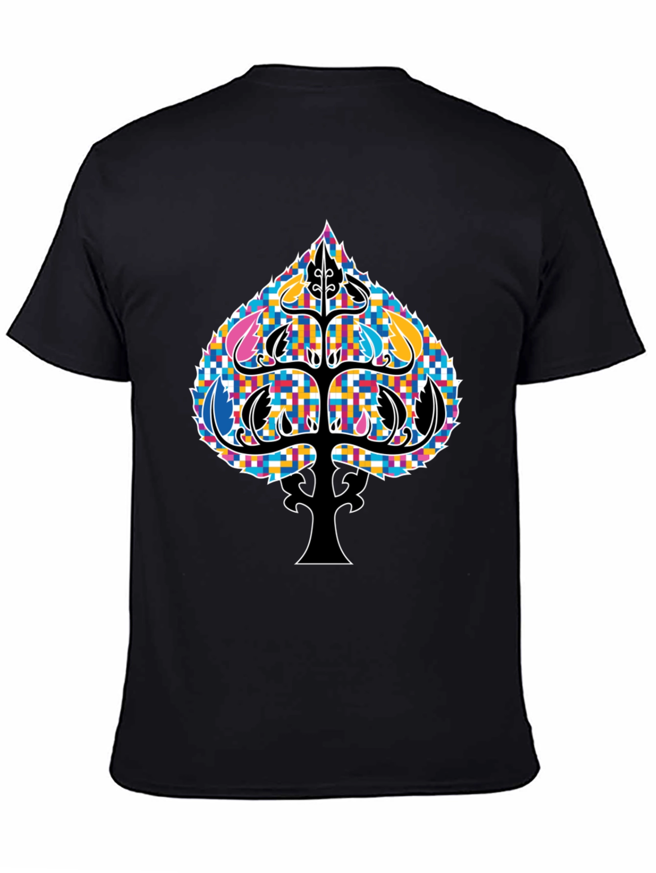 Ace of Spades Colorful Tree Graphic Tee - Black