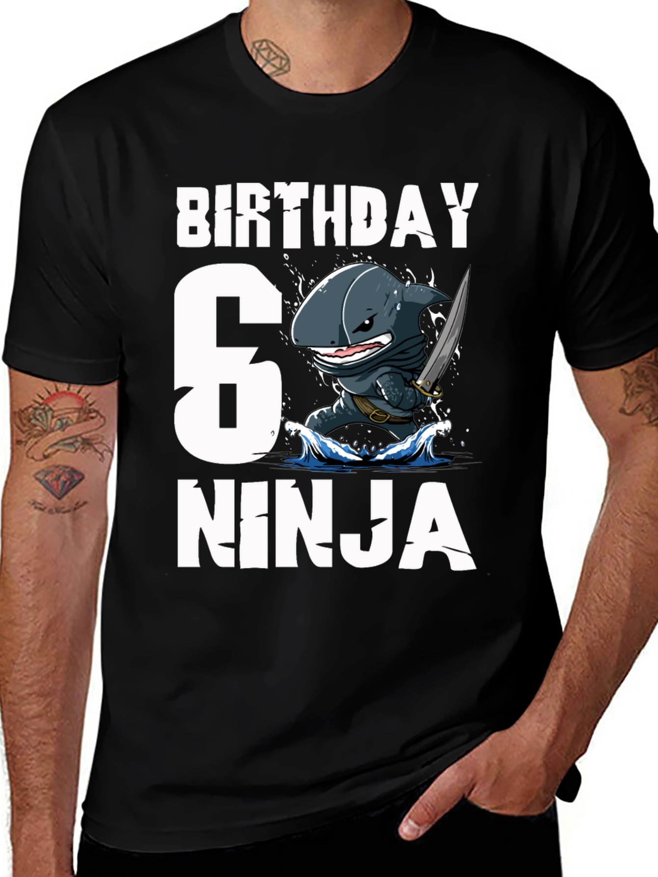 6th Birthday Ninja Shark T-Shirt