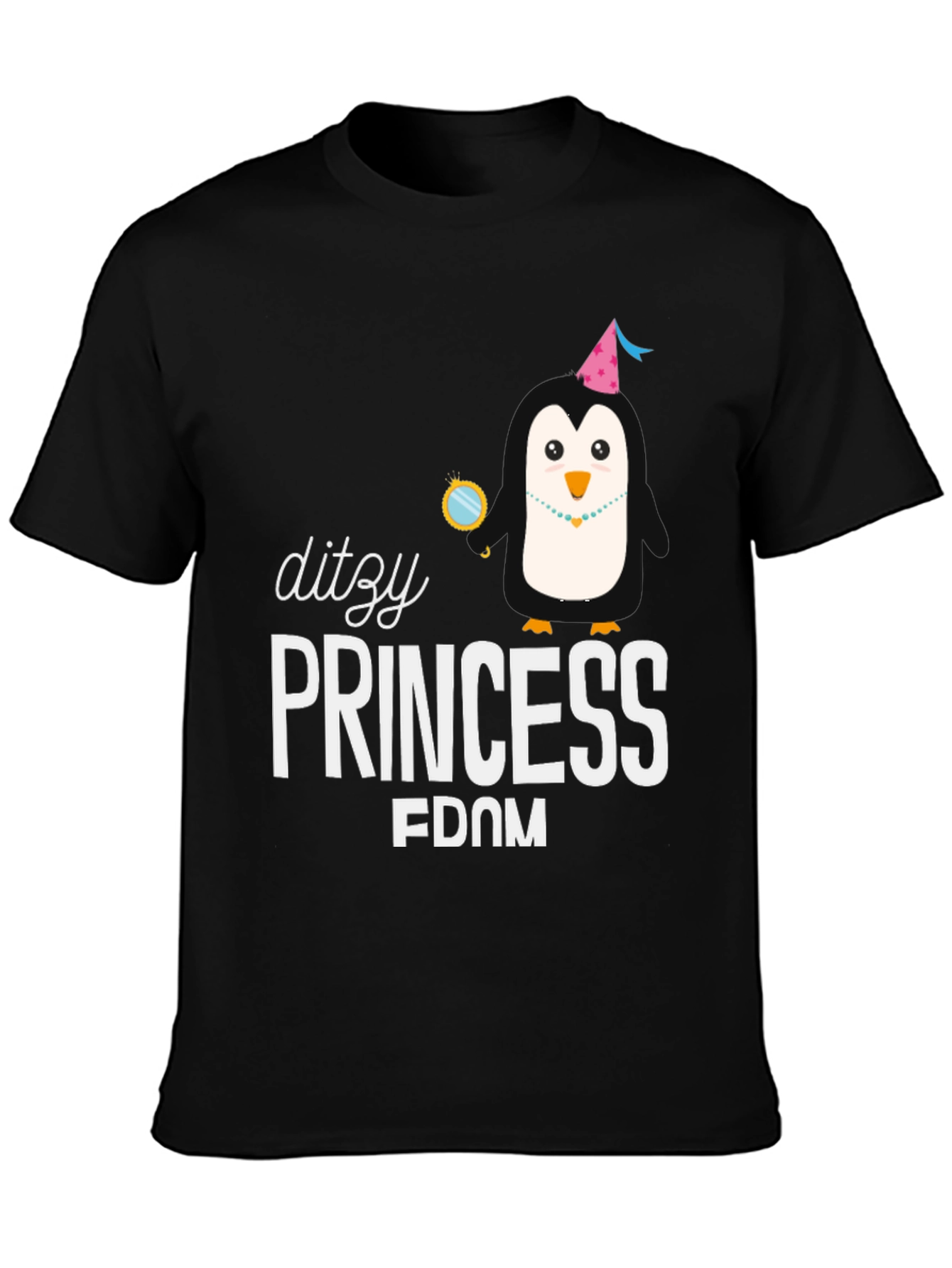 Dizzy Princess Penguin Black T-Shirt