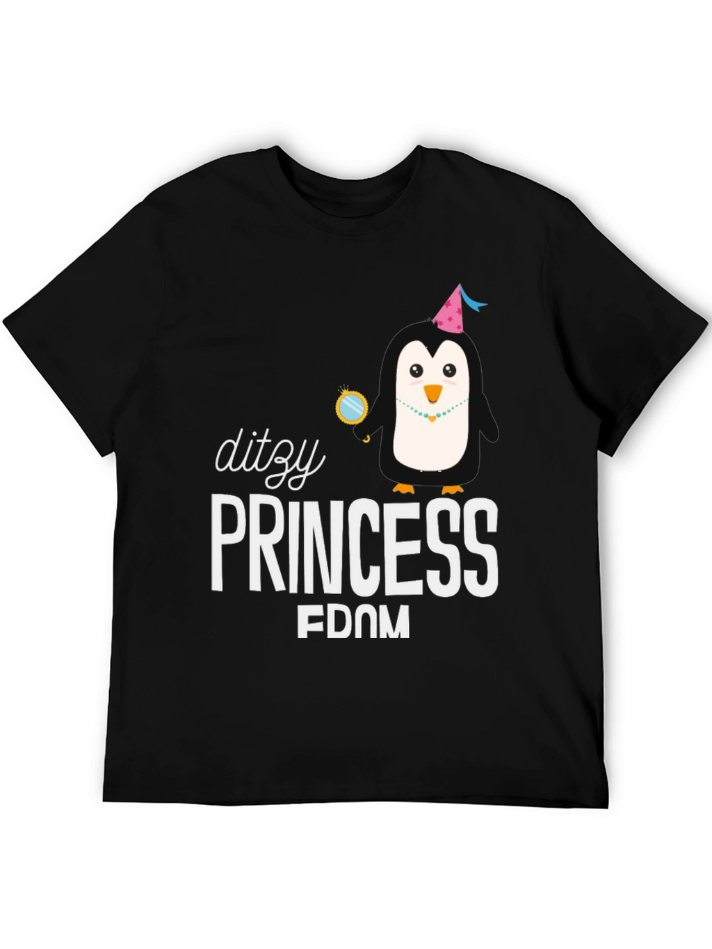 Dizzy Princess Penguin Black T-Shirt