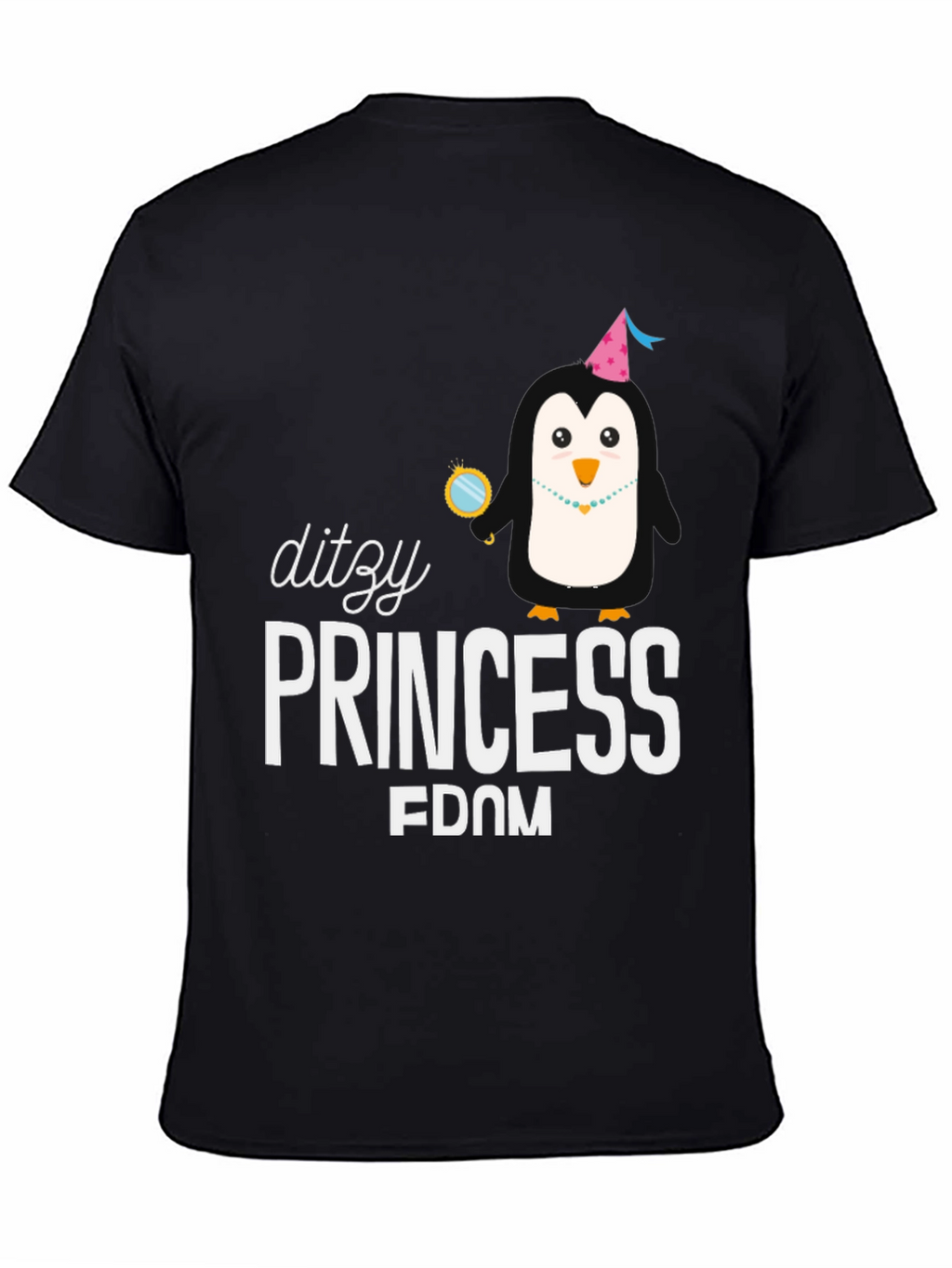 Dizzy Princess Penguin Black T-Shirt