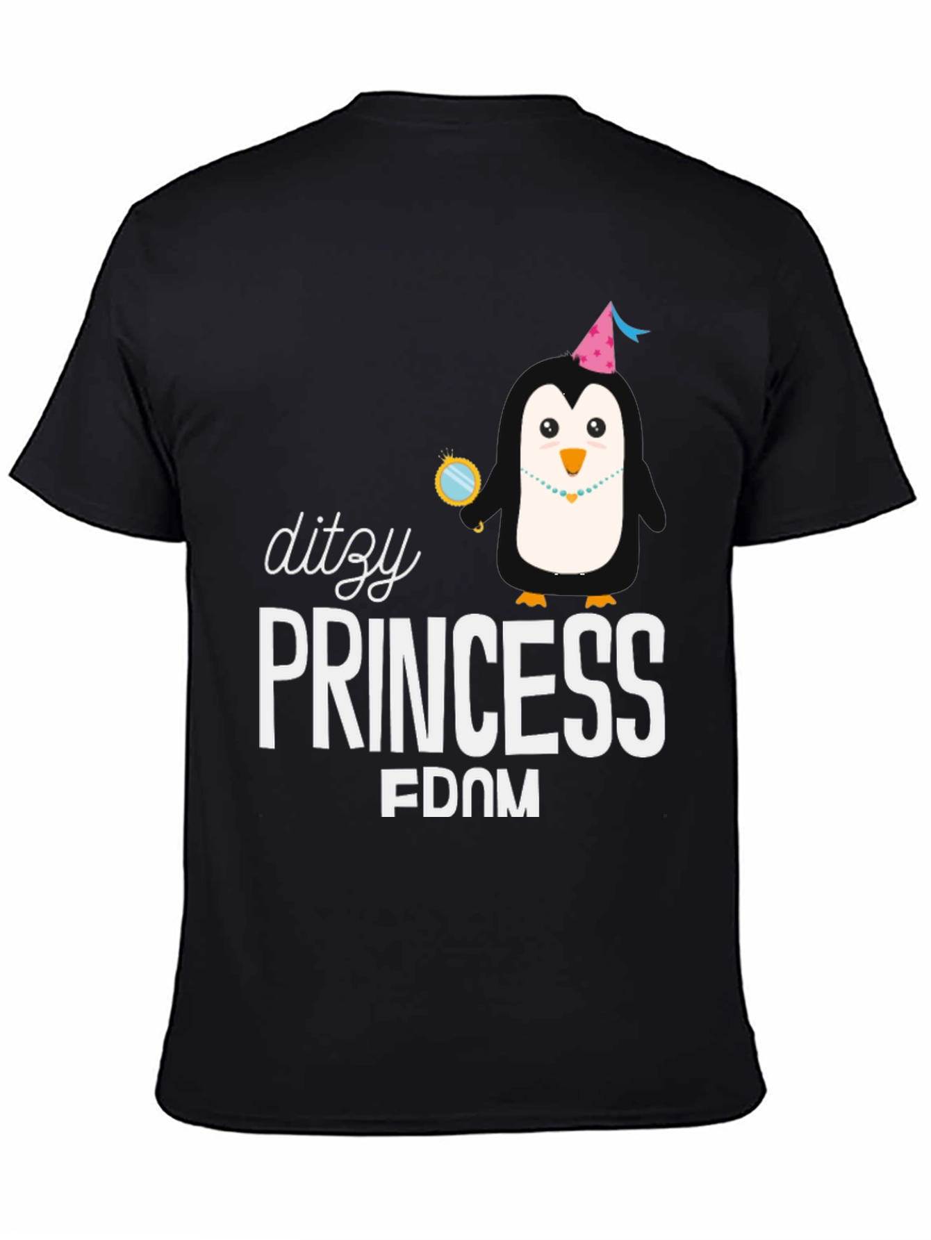 Dizzy Princess Penguin Black T-Shirt