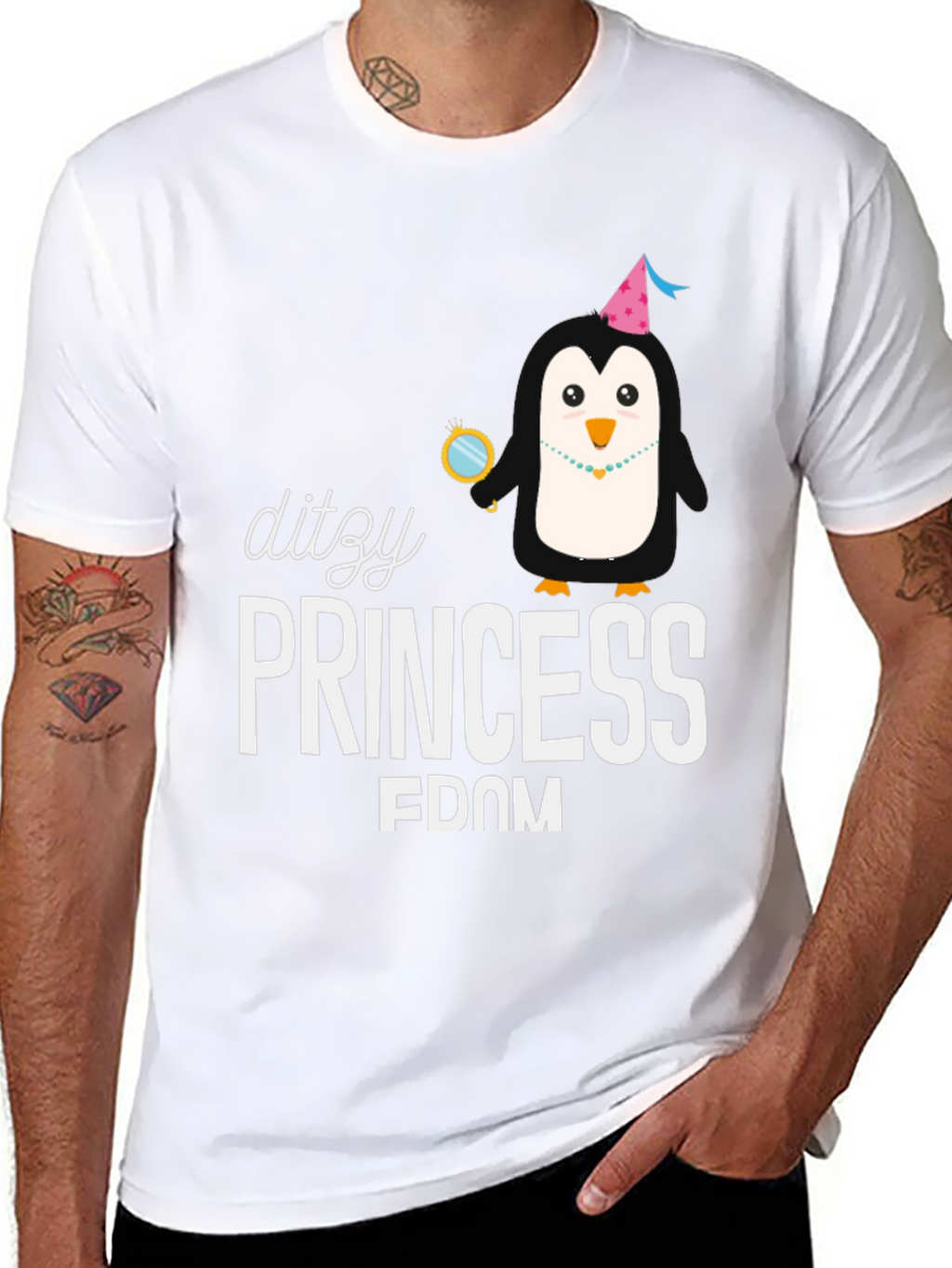 Dizzy Princess Penguin Black T-Shirt