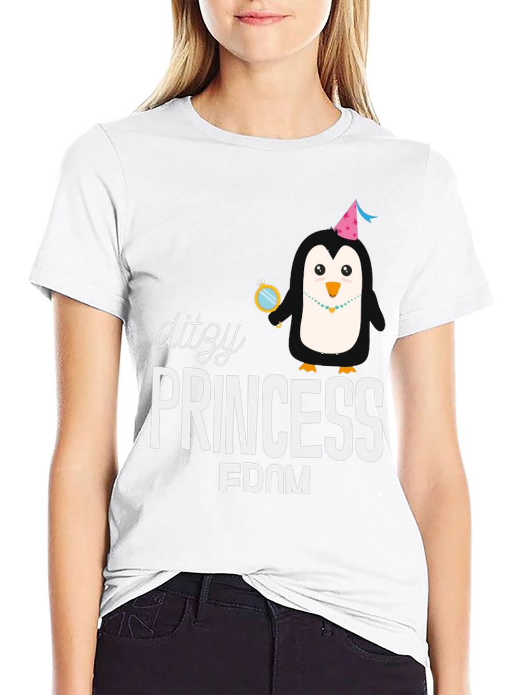 Dizzy Princess Penguin Black T-Shirt