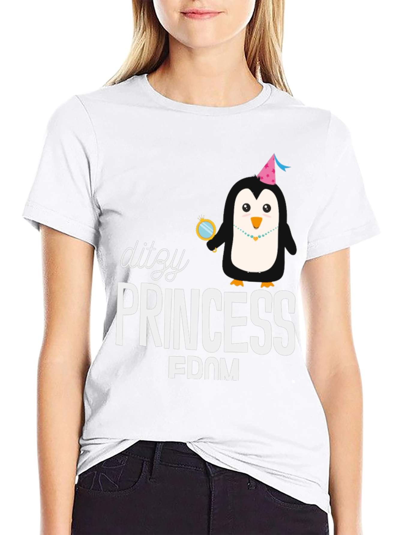 Dizzy Princess Penguin Black T-Shirt