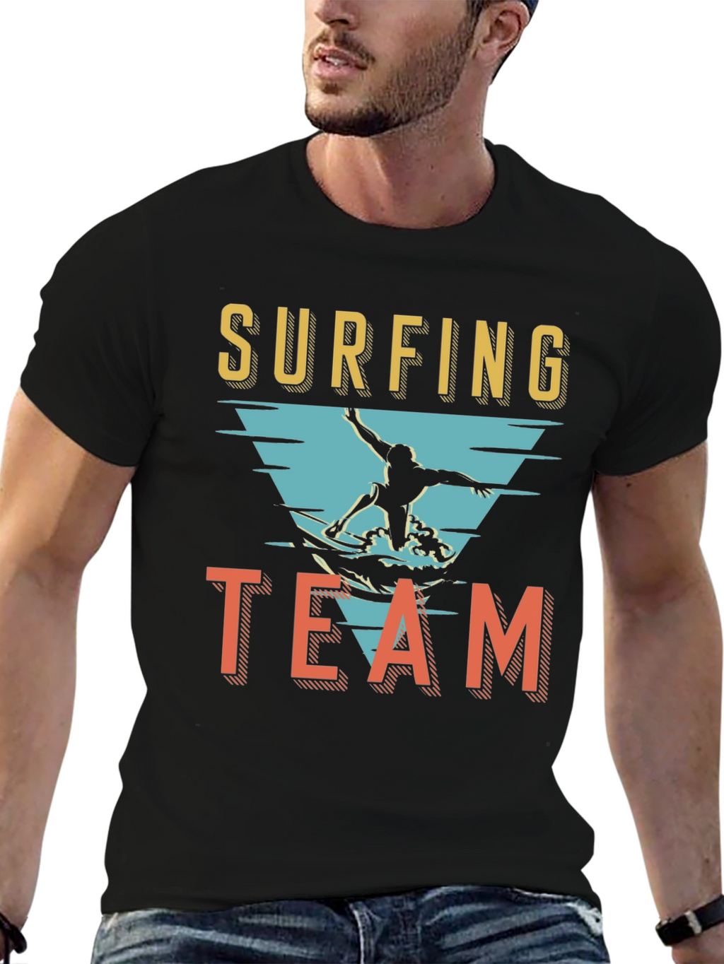 Surfing Team Graphic T-Shirt - Black