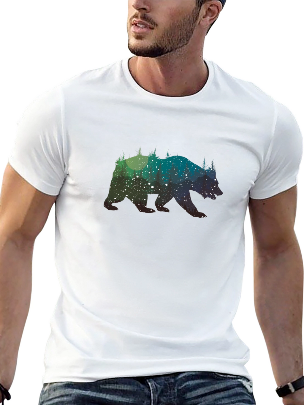 Bear Silhouette Graphic Tee - Mens Black T-Shirt