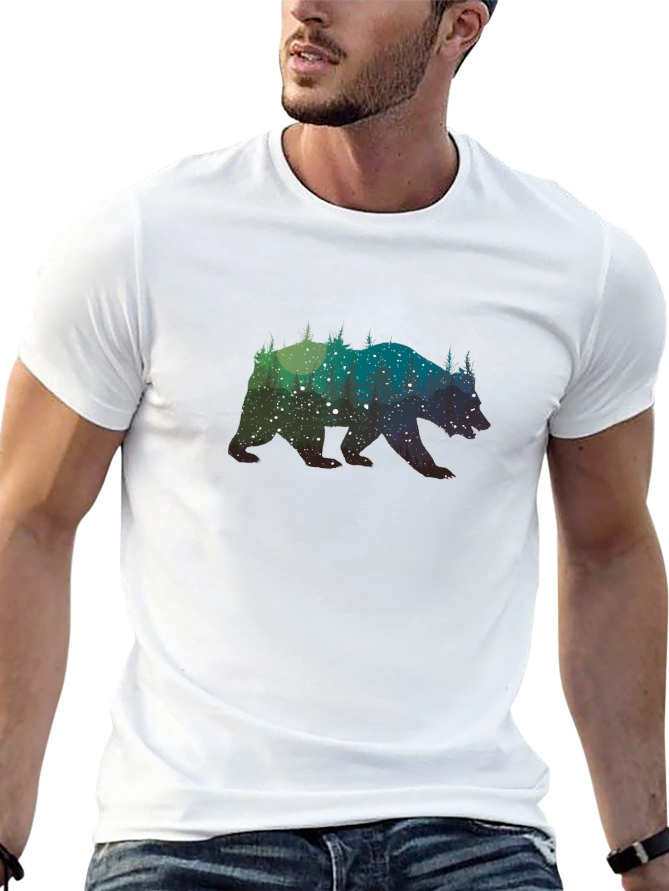 Bear Silhouette Graphic Tee - Mens Black T-Shirt