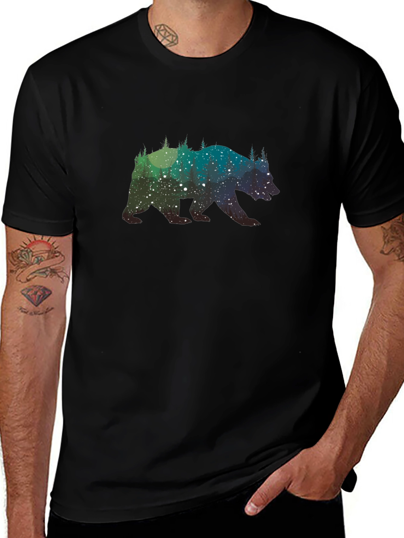 Bear Silhouette Graphic Tee - Mens Black T-Shirt