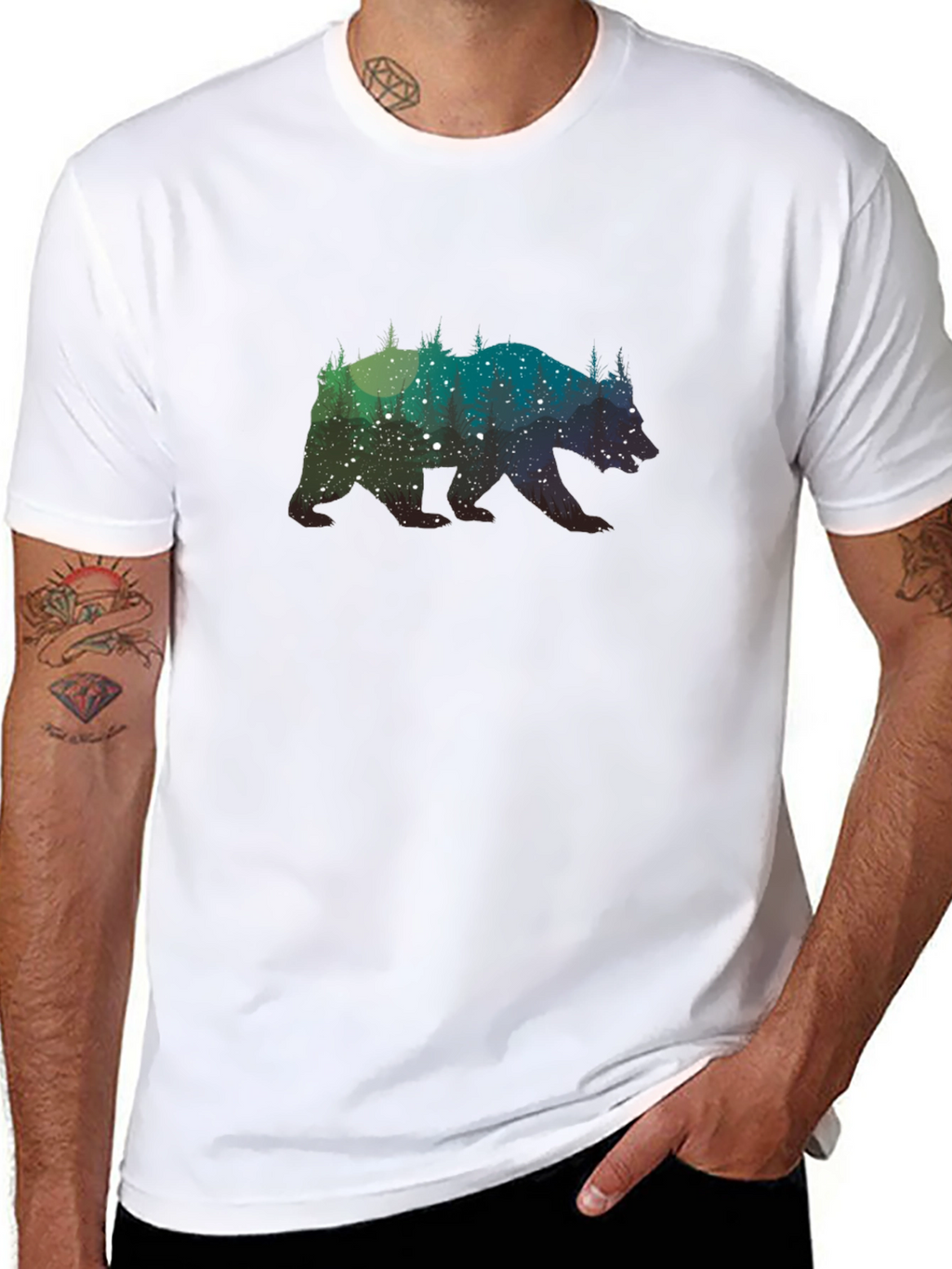 Bear Silhouette Graphic Tee - Mens Black T-Shirt
