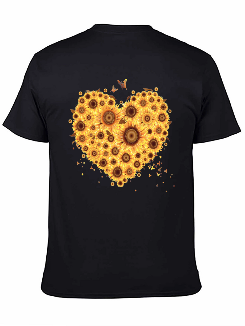 Sunflower Heart Graphic T-Shirt - Black