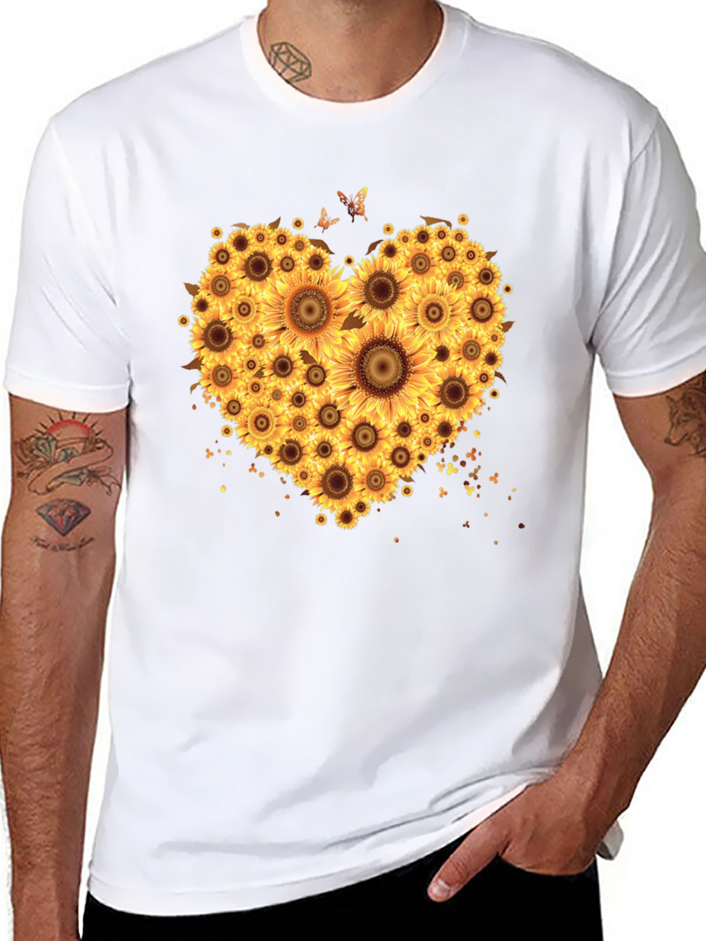 Sunflower Heart Graphic T-Shirt - Black
