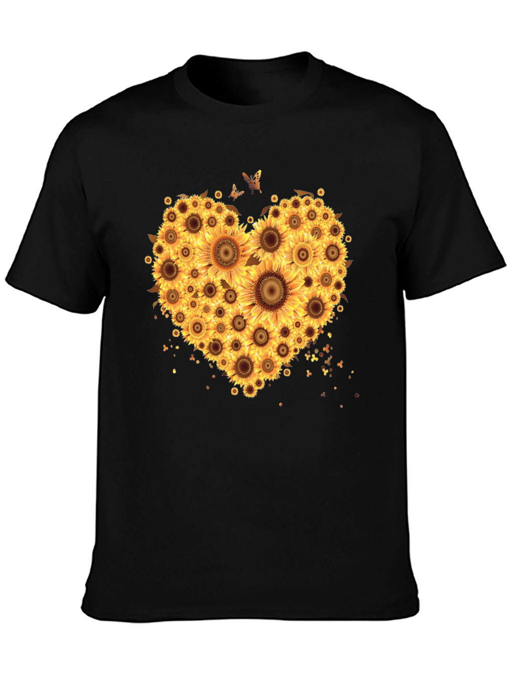 Sunflower Heart Graphic T-Shirt - Black