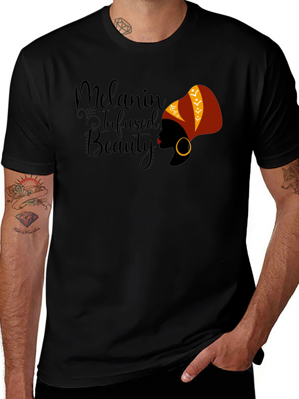 Melanin Infused Beauty Graphic T-Shirt - Black