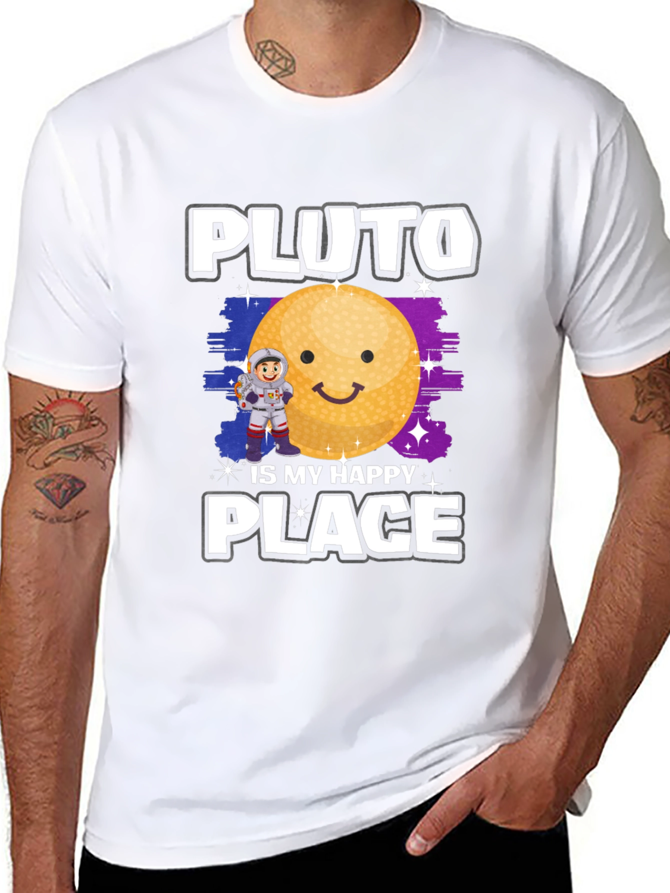 Pluto Is My Happy Place Black Graphic Tee