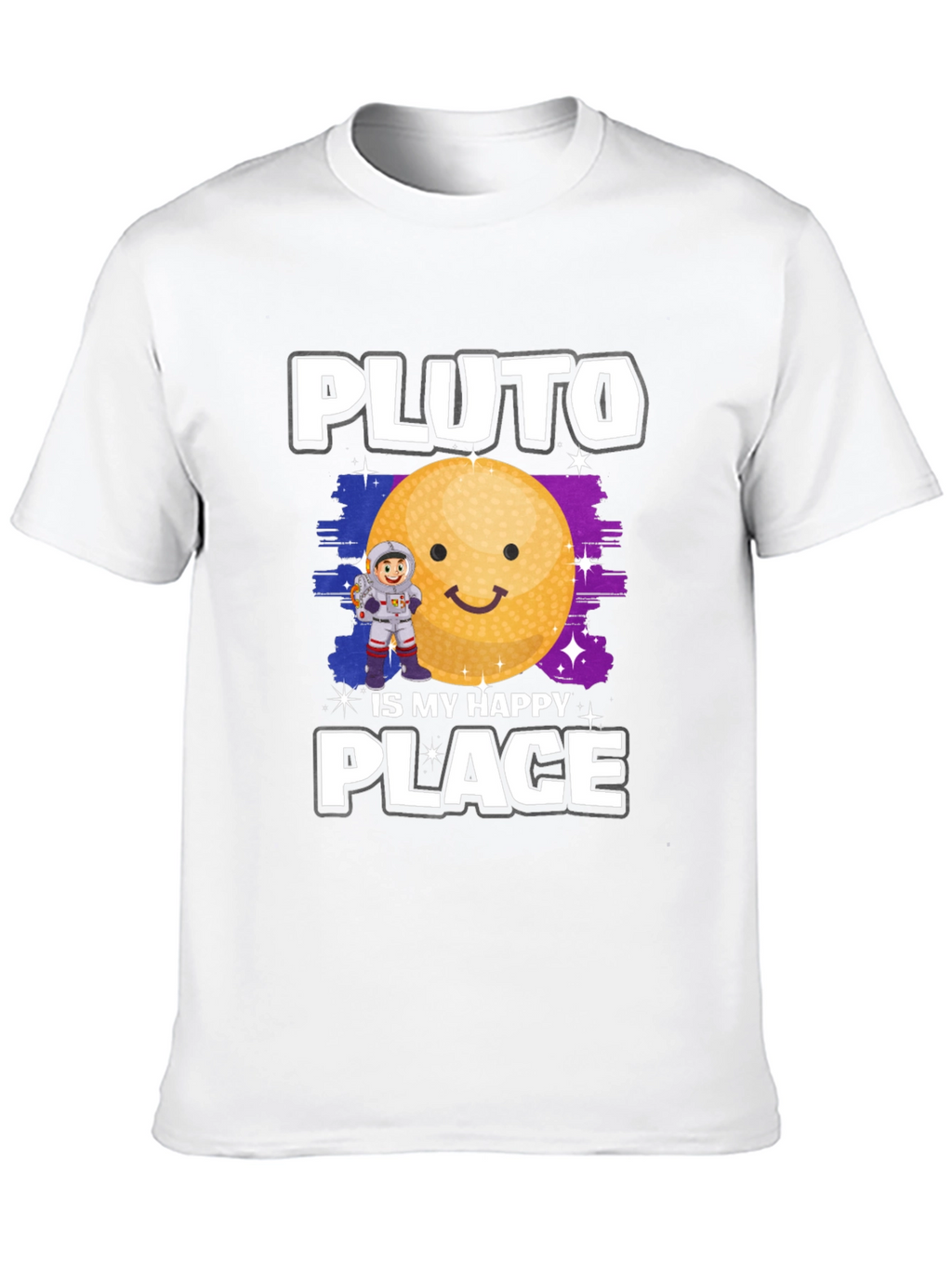 Pluto Is My Happy Place Black Graphic Tee