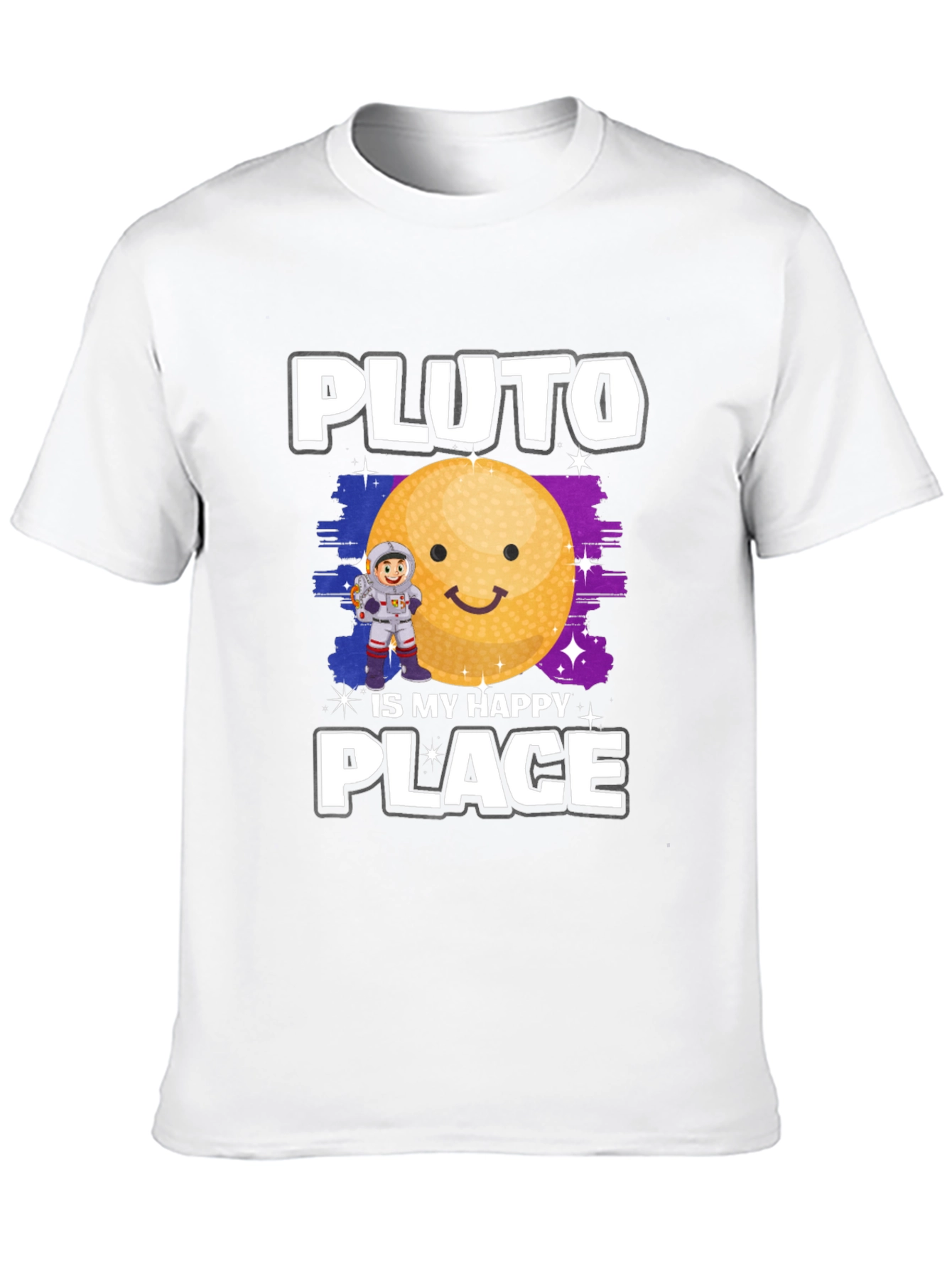Pluto Is My Happy Place Black Graphic Tee