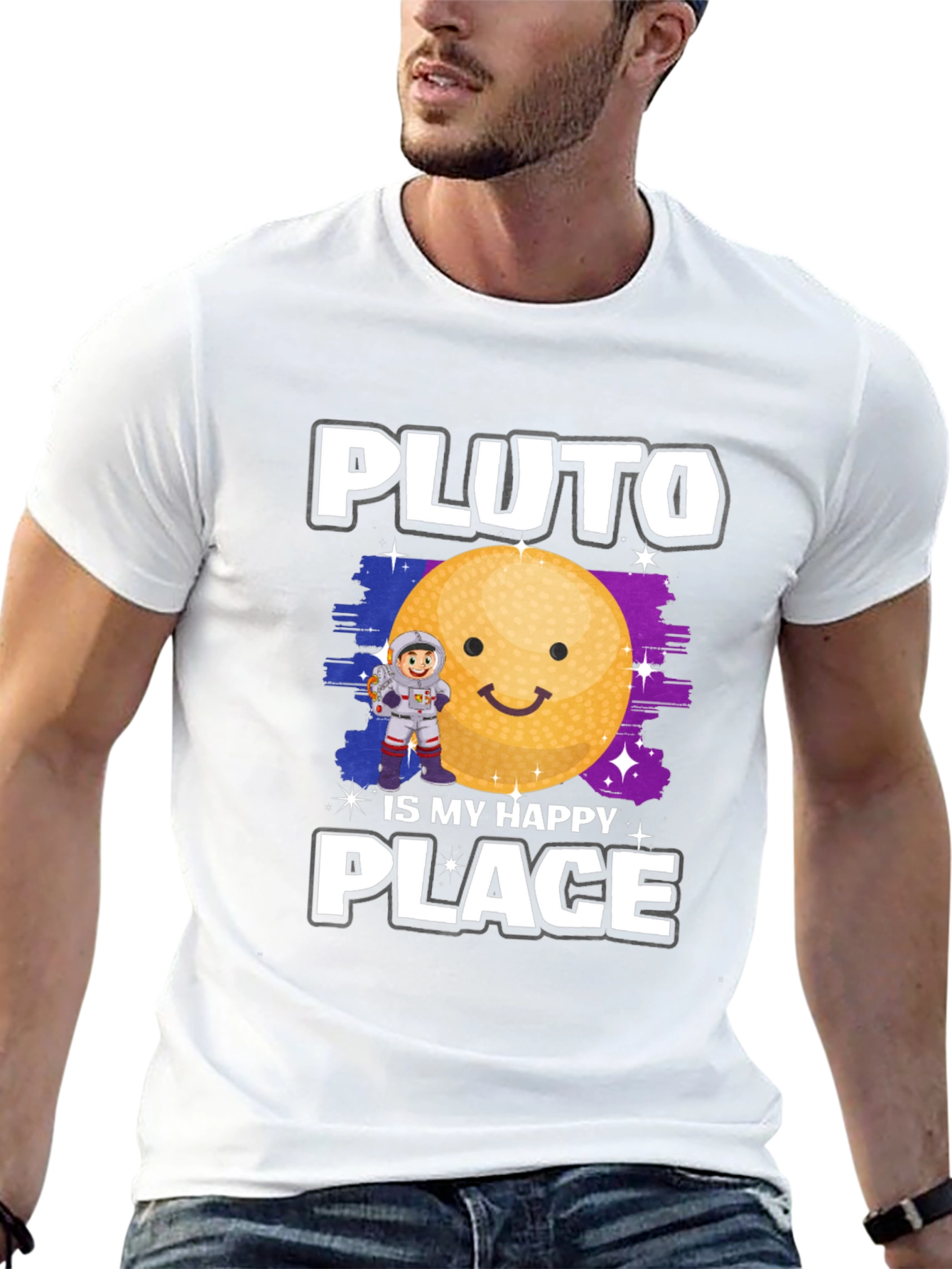 Pluto Is My Happy Place Black Graphic Tee