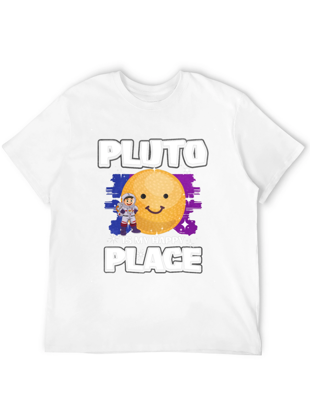 Pluto Is My Happy Place Black Graphic Tee