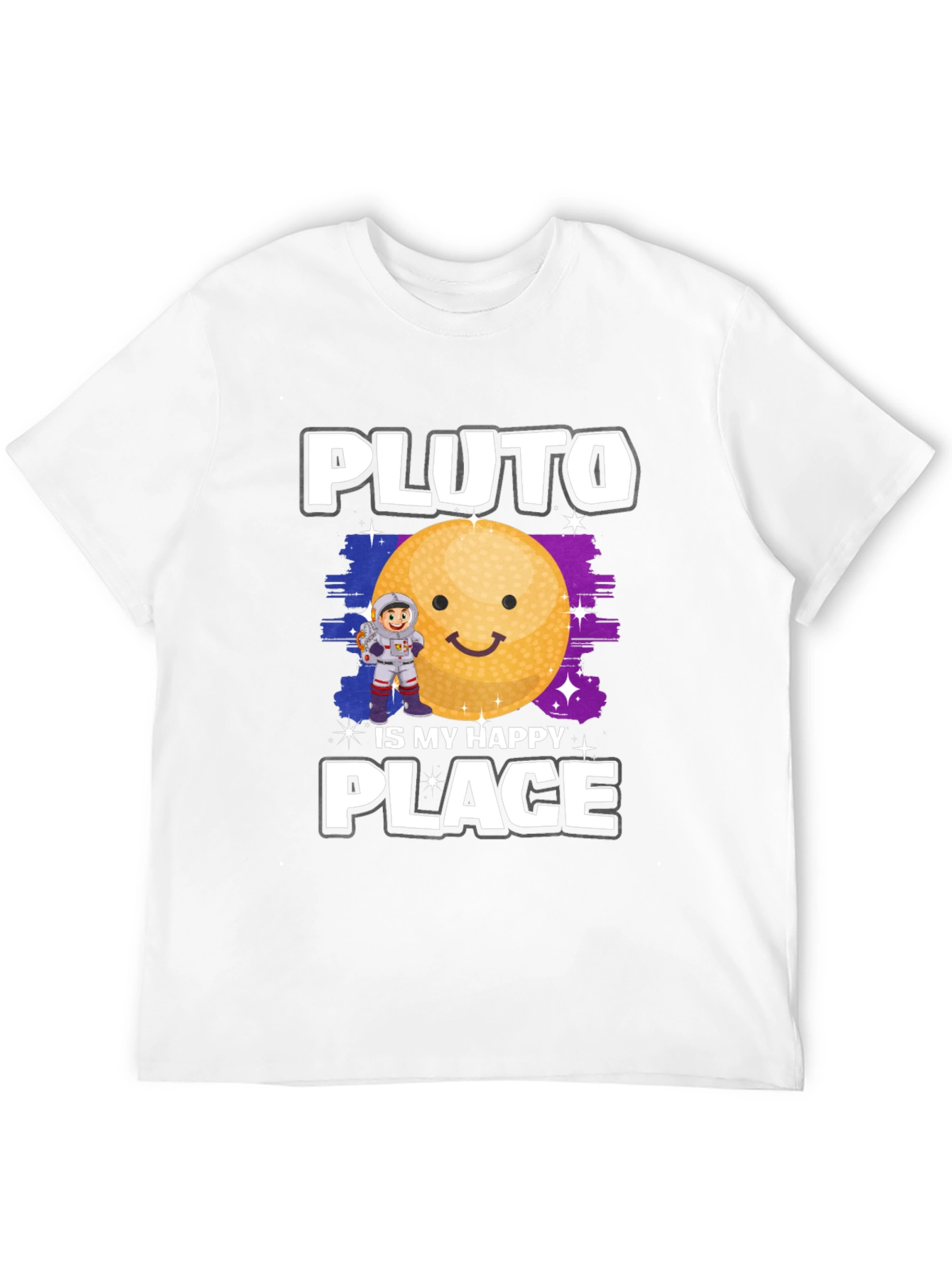 Pluto Is My Happy Place Black Graphic Tee