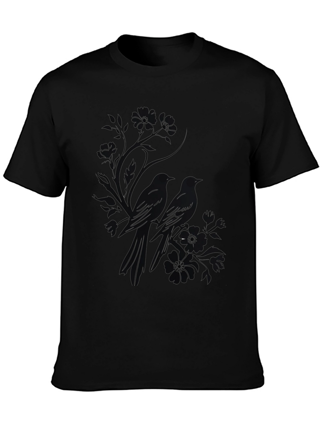Mens Black Bird Print T-Shirt