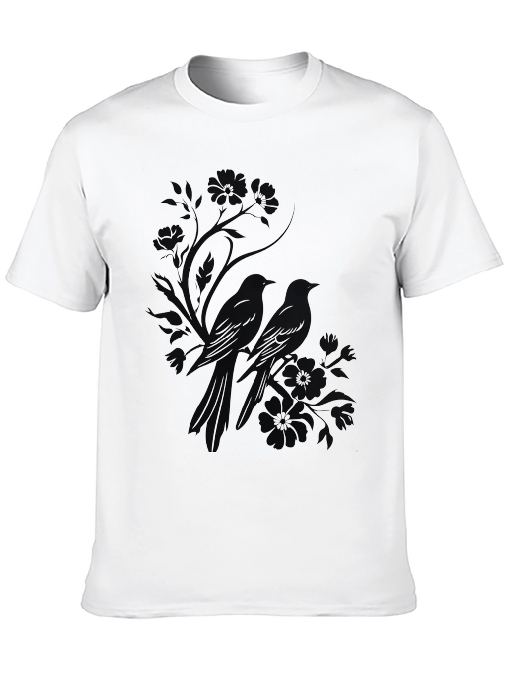 Mens Black Bird Print T-Shirt