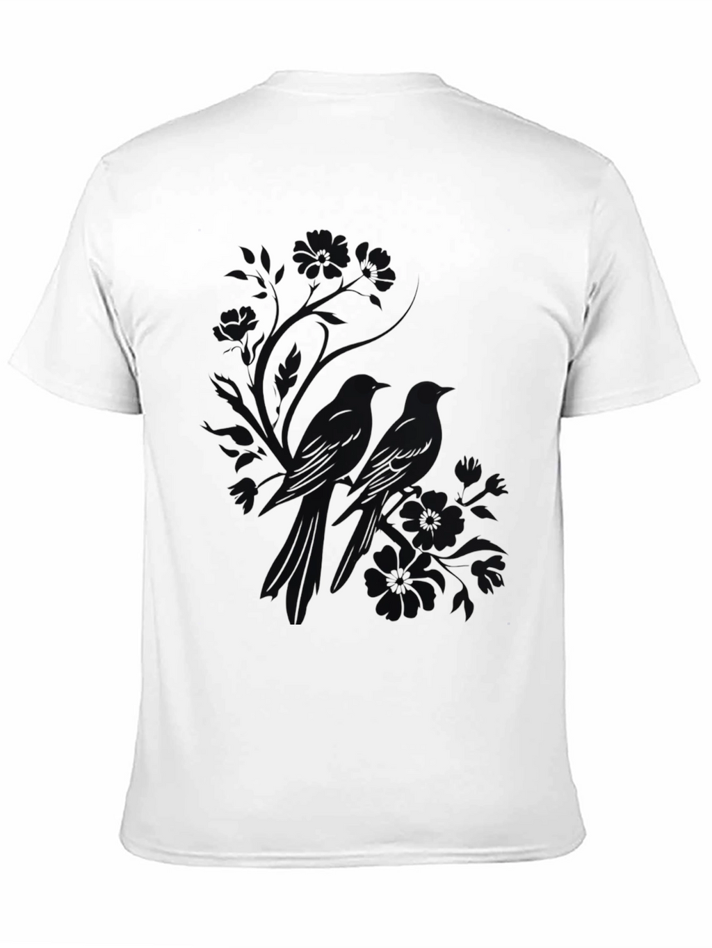 Mens Black Bird Print T-Shirt