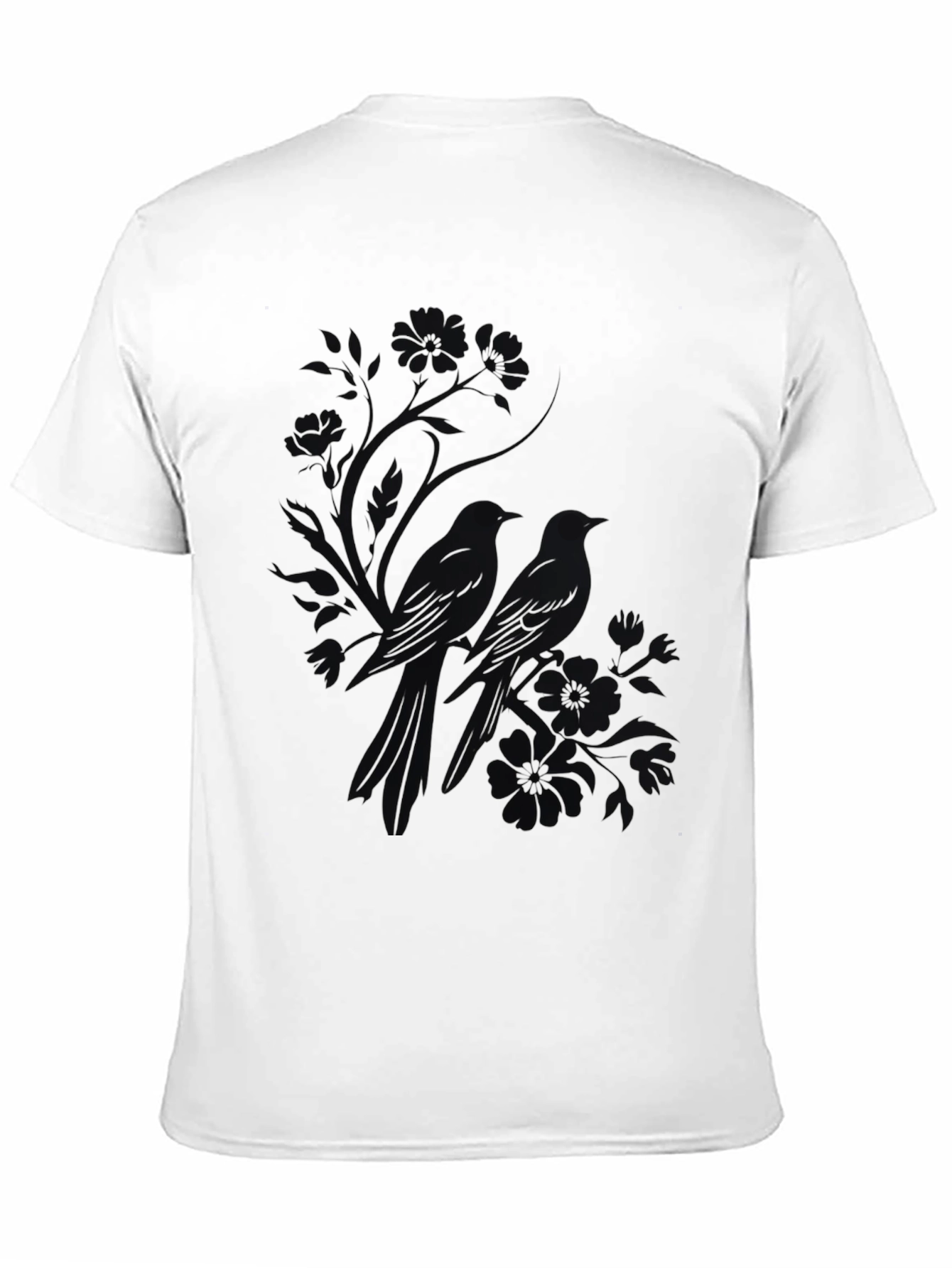 Mens Black Bird Print T-Shirt