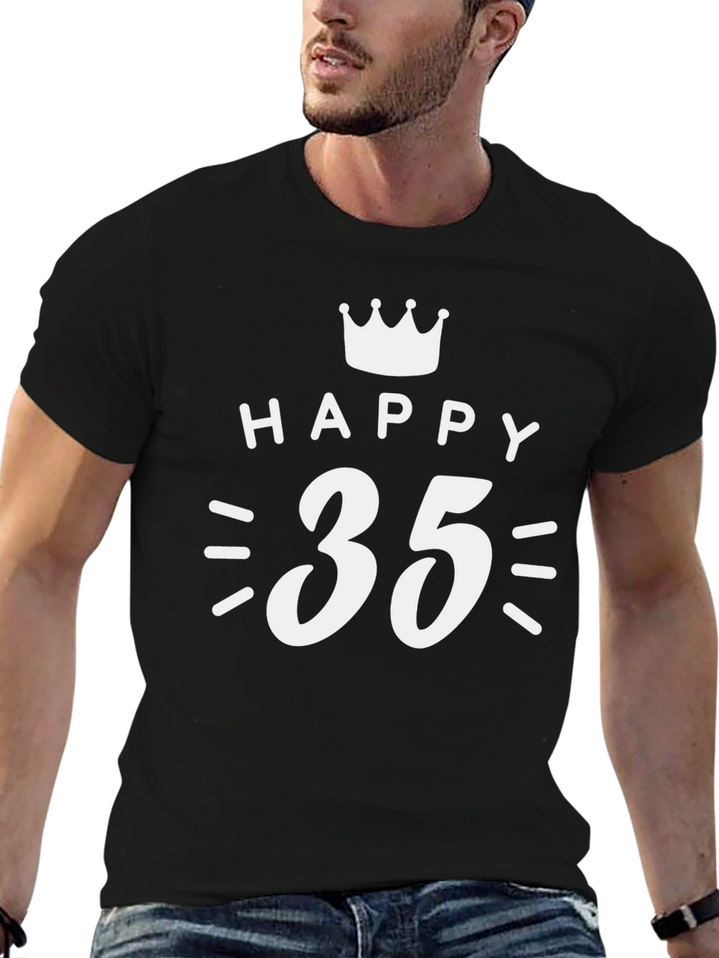 Happy 35th Birthday T-Shirt - Crown Design