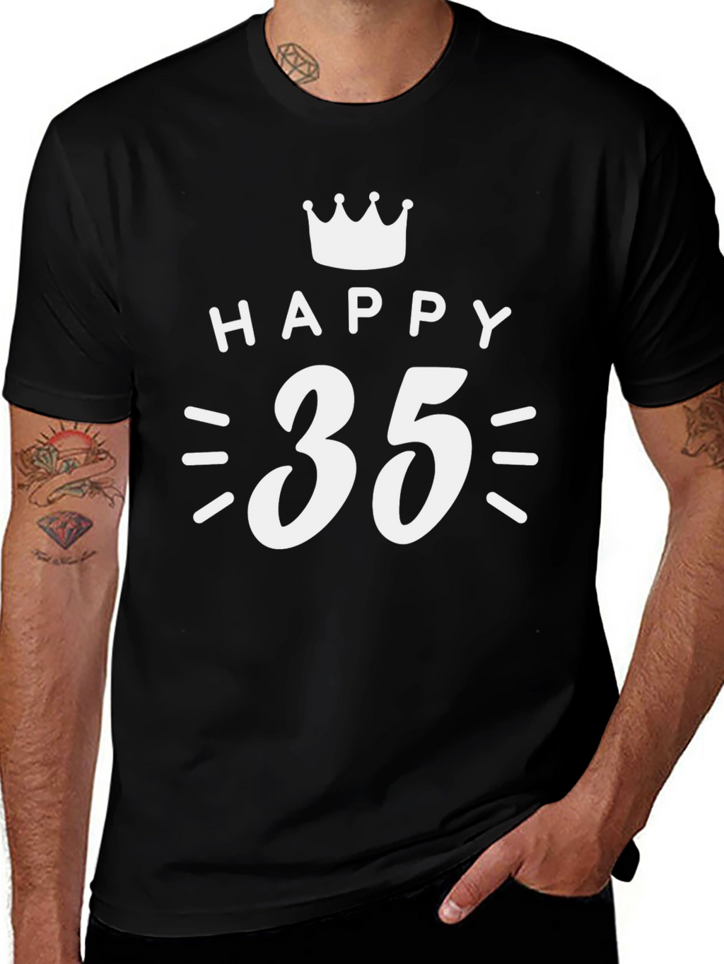 Happy 35th Birthday T-Shirt - Crown Design