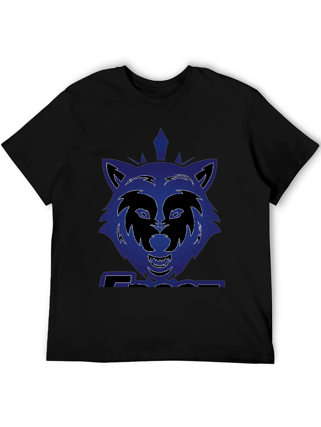 Graphic Wolf T-Shirt - Bold Blue Design