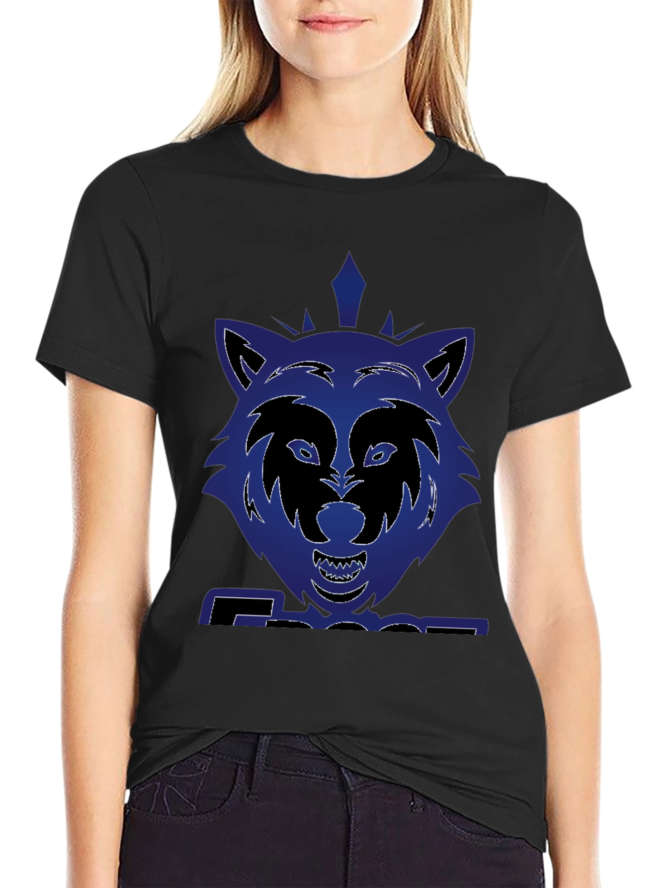 Graphic Wolf T-Shirt - Bold Blue Design