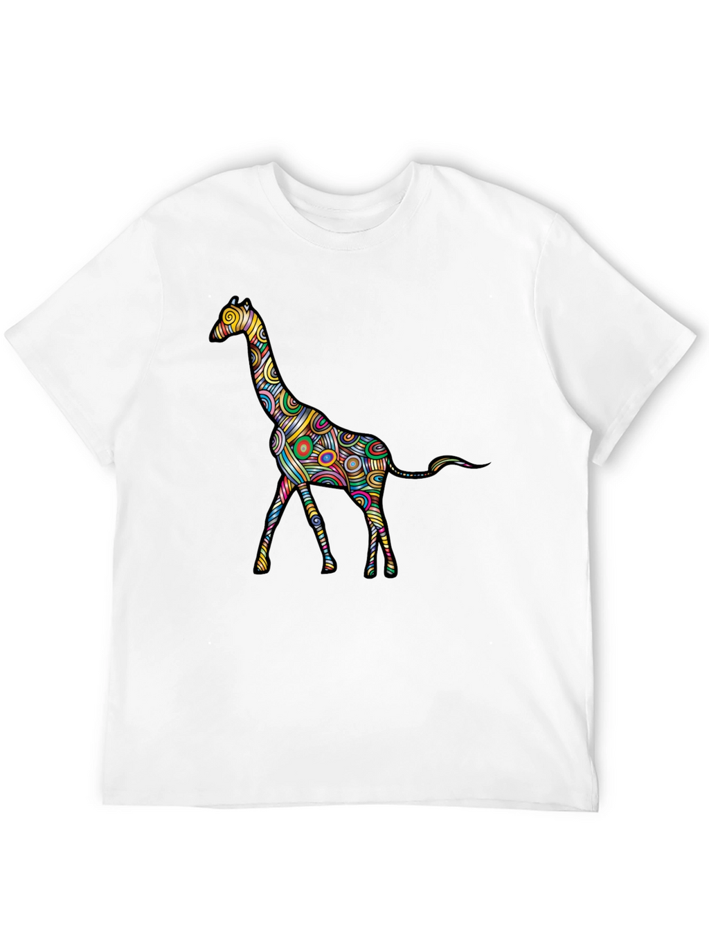 Psychedelic Giraffe Graphic Black T-Shirt