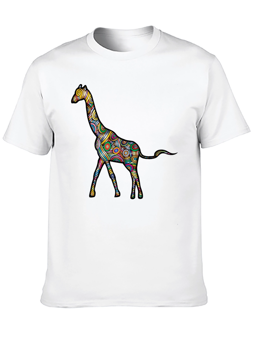 Psychedelic Giraffe Graphic Black T-Shirt