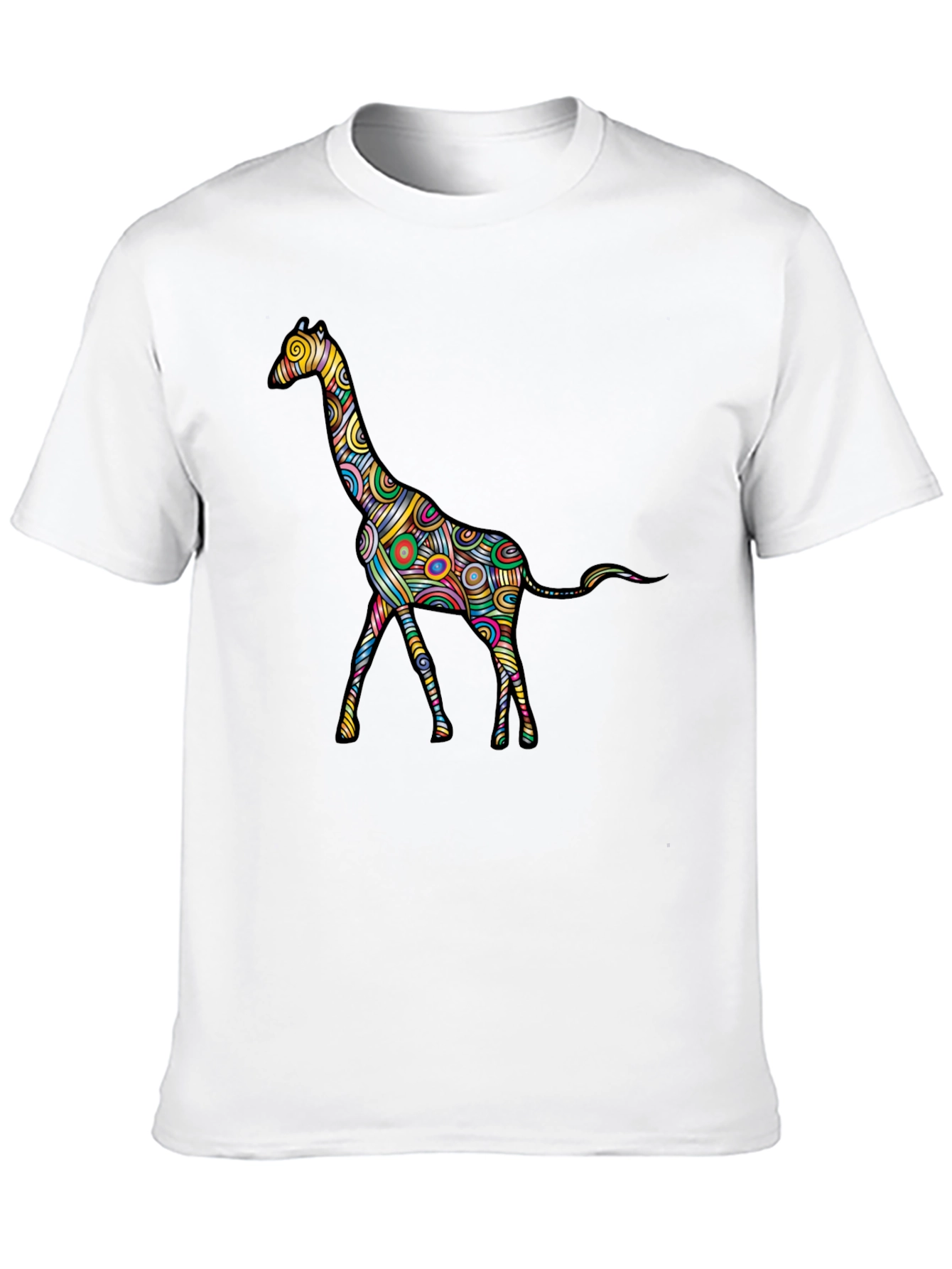 Psychedelic Giraffe Graphic Black T-Shirt