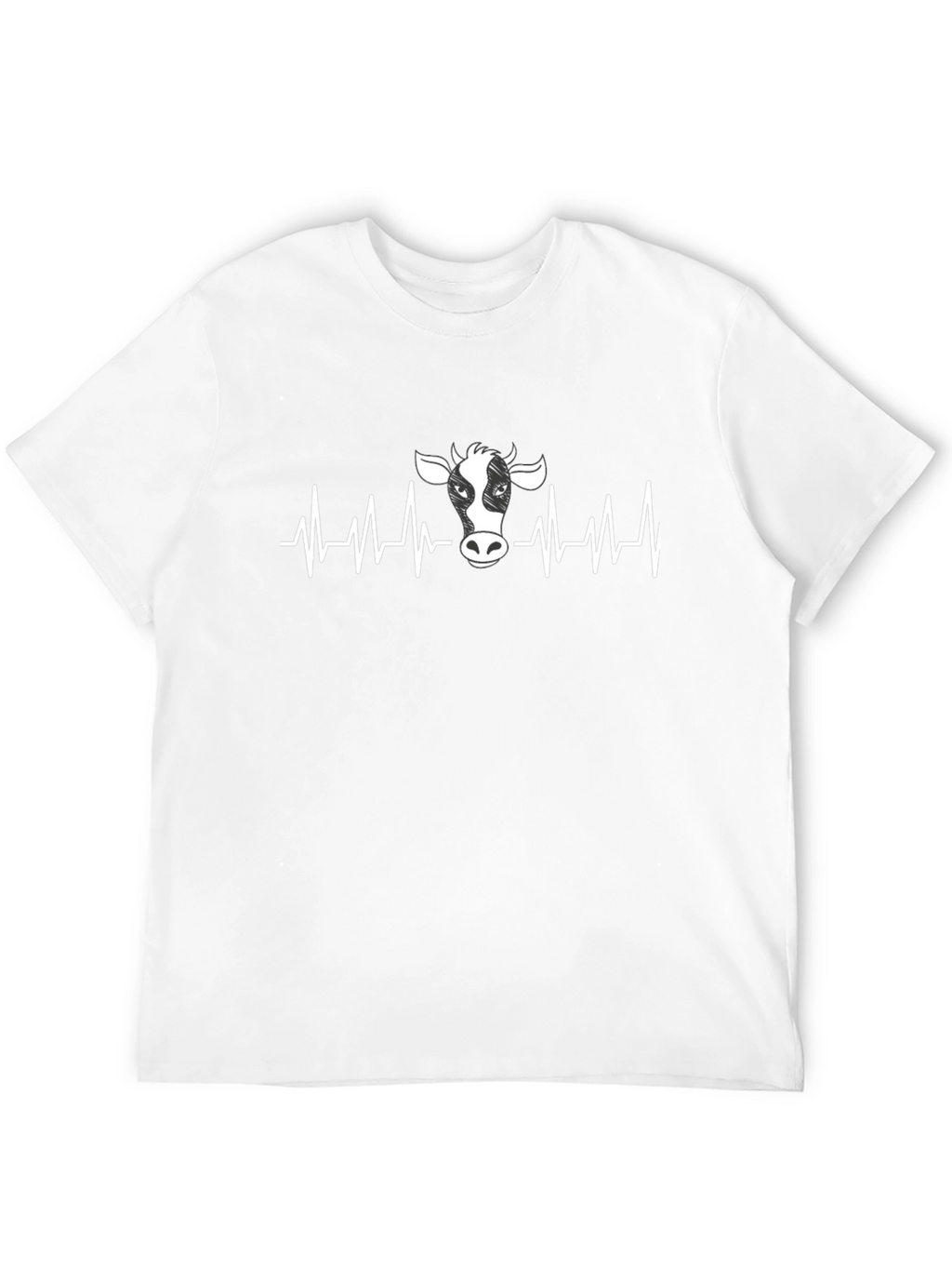 Cow Heartbeat Graphic T-Shirt - Black