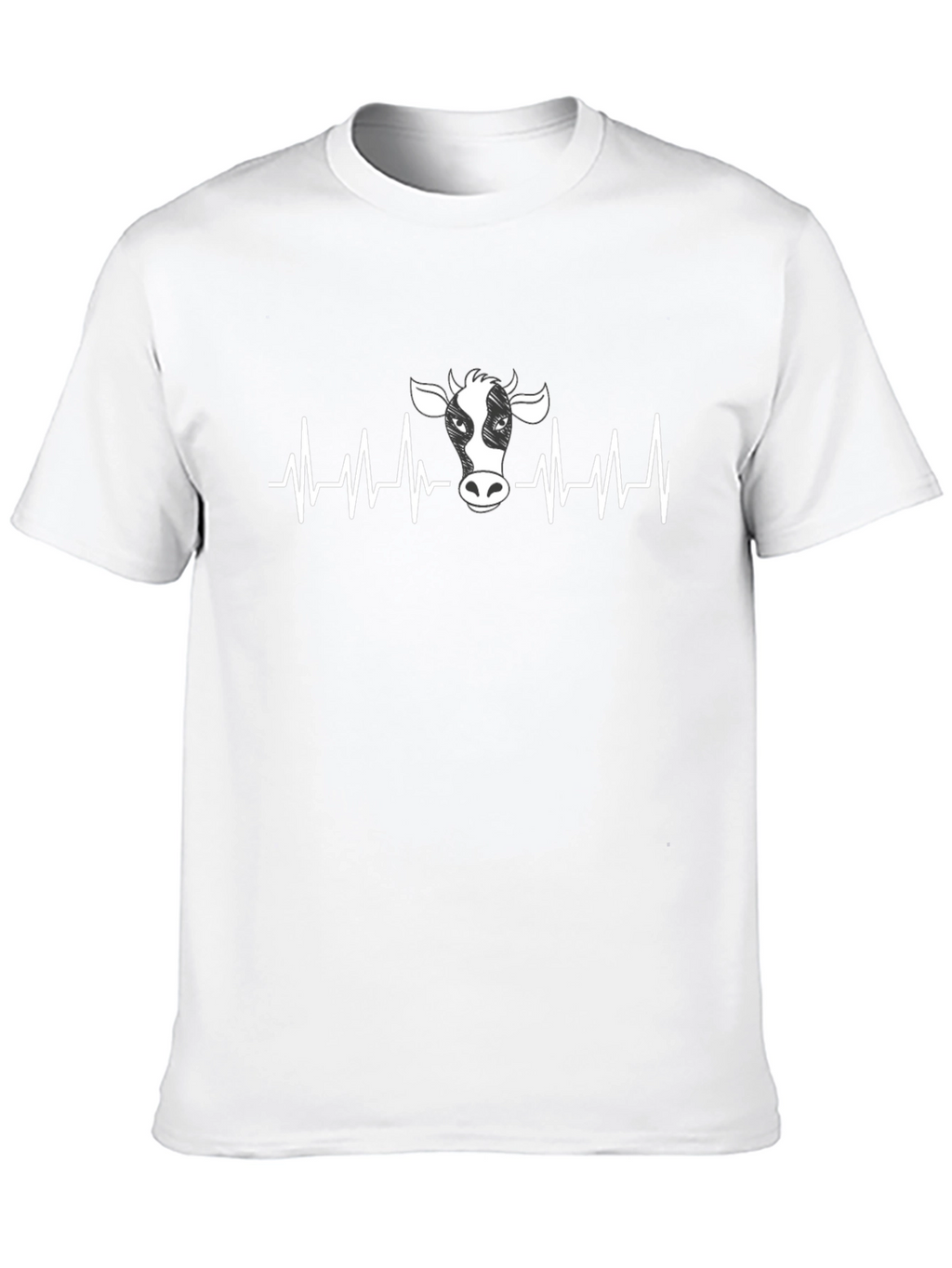 Cow Heartbeat Graphic T-Shirt - Black