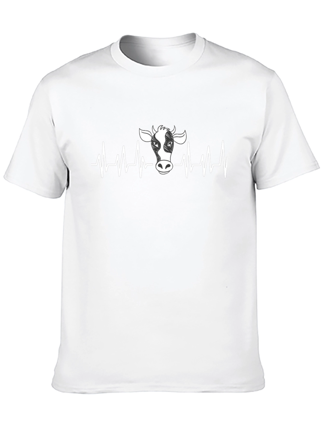 Cow Heartbeat Graphic T-Shirt - Black