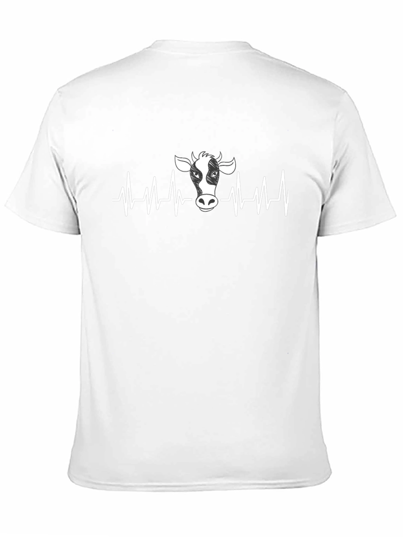 Cow Heartbeat Graphic T-Shirt - Black