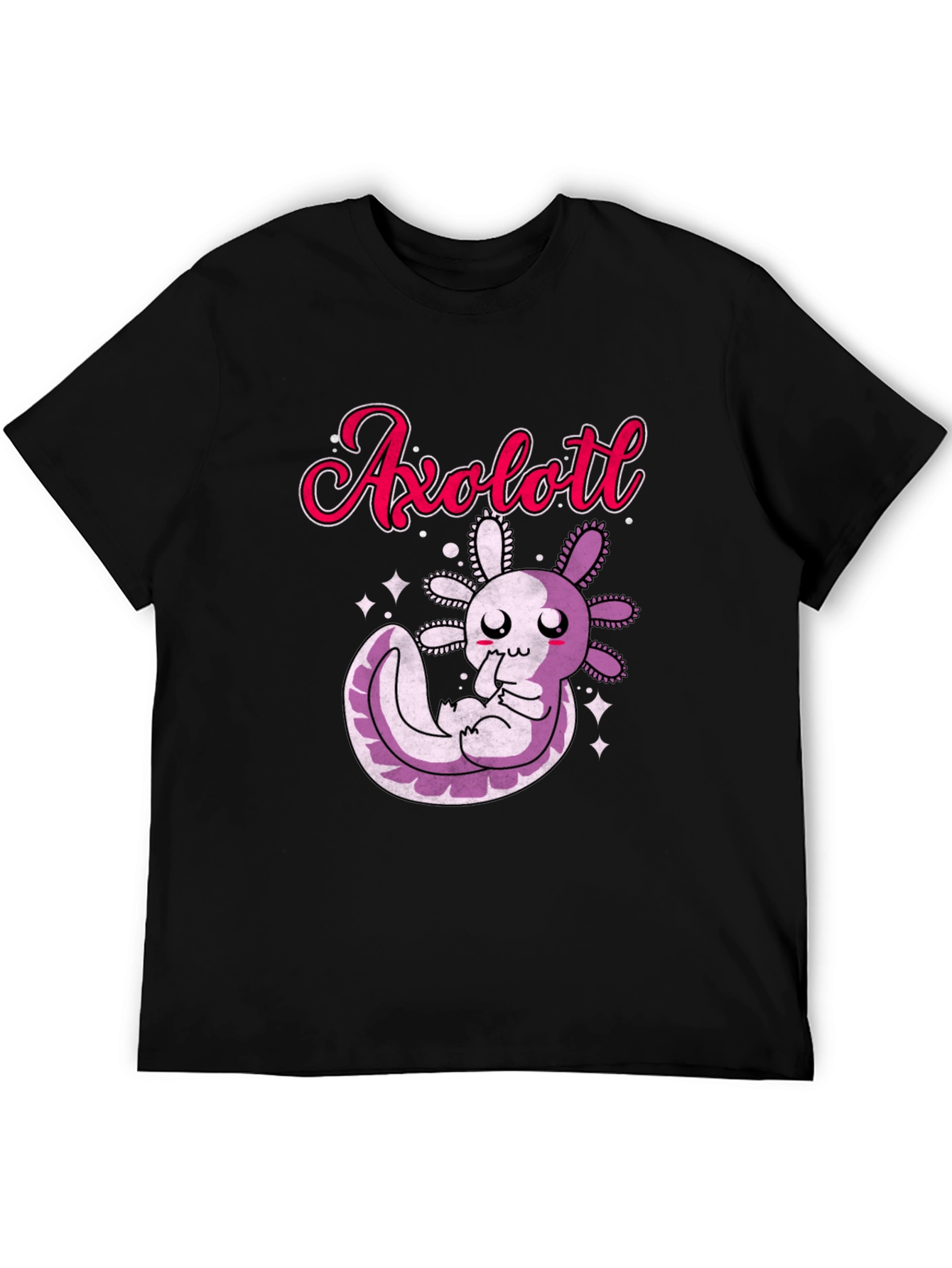 Cute Axolotl Graphic T-Shirt - Black