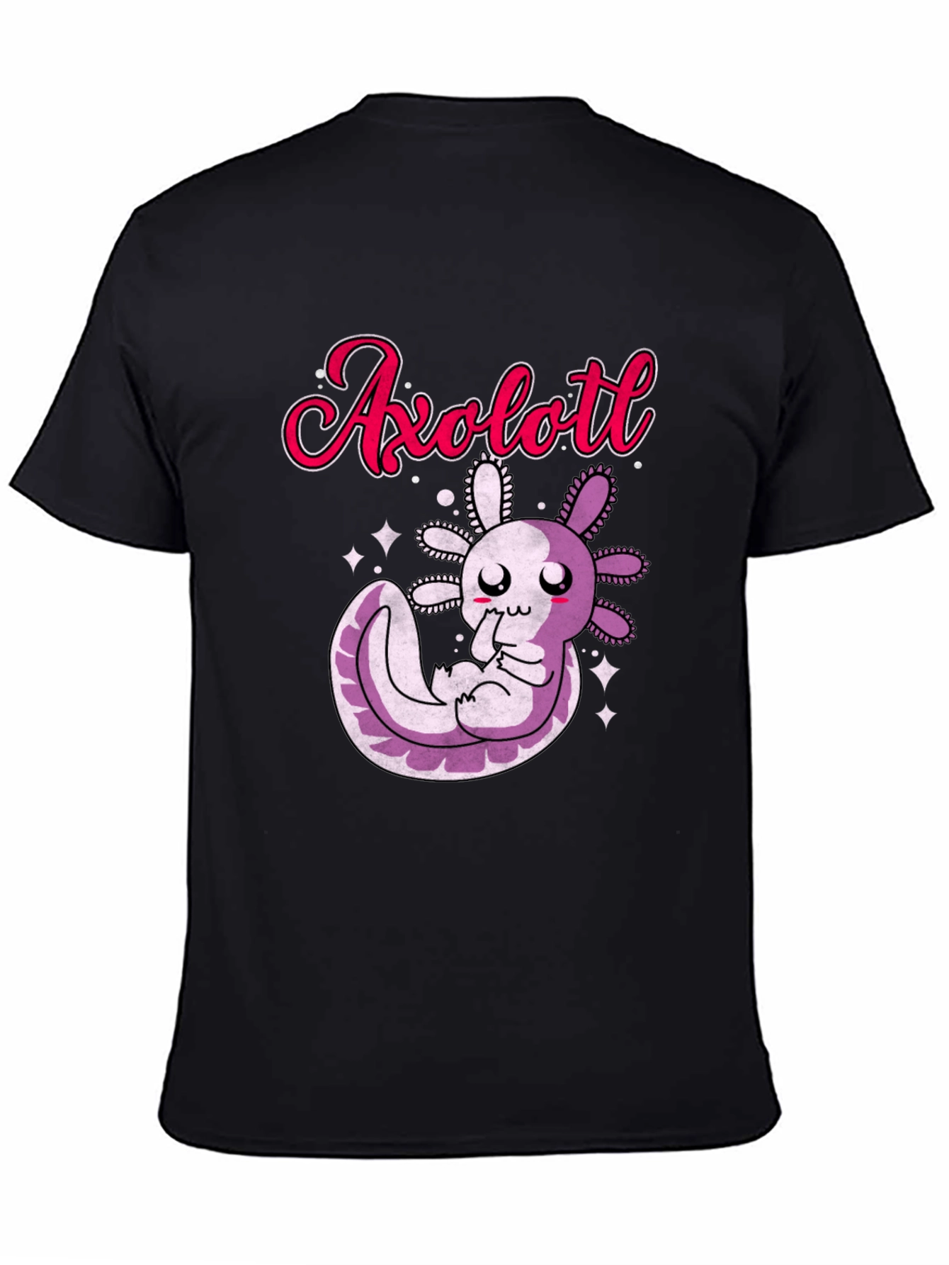 Cute Axolotl Graphic T-Shirt - Black