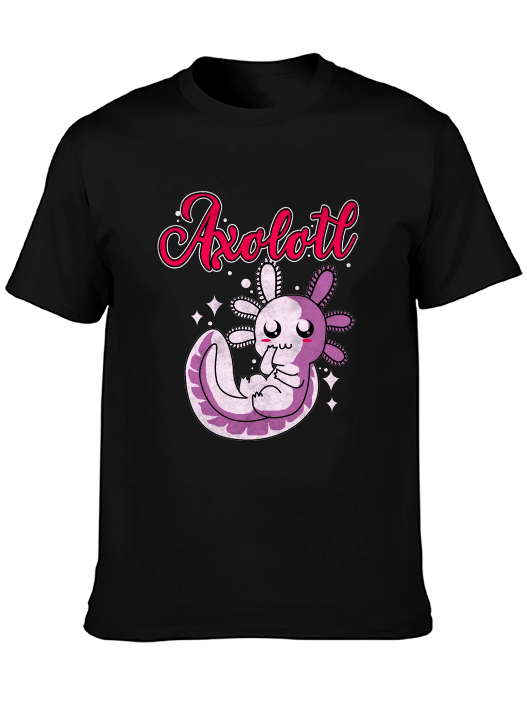 Cute Axolotl Graphic T-Shirt - Black