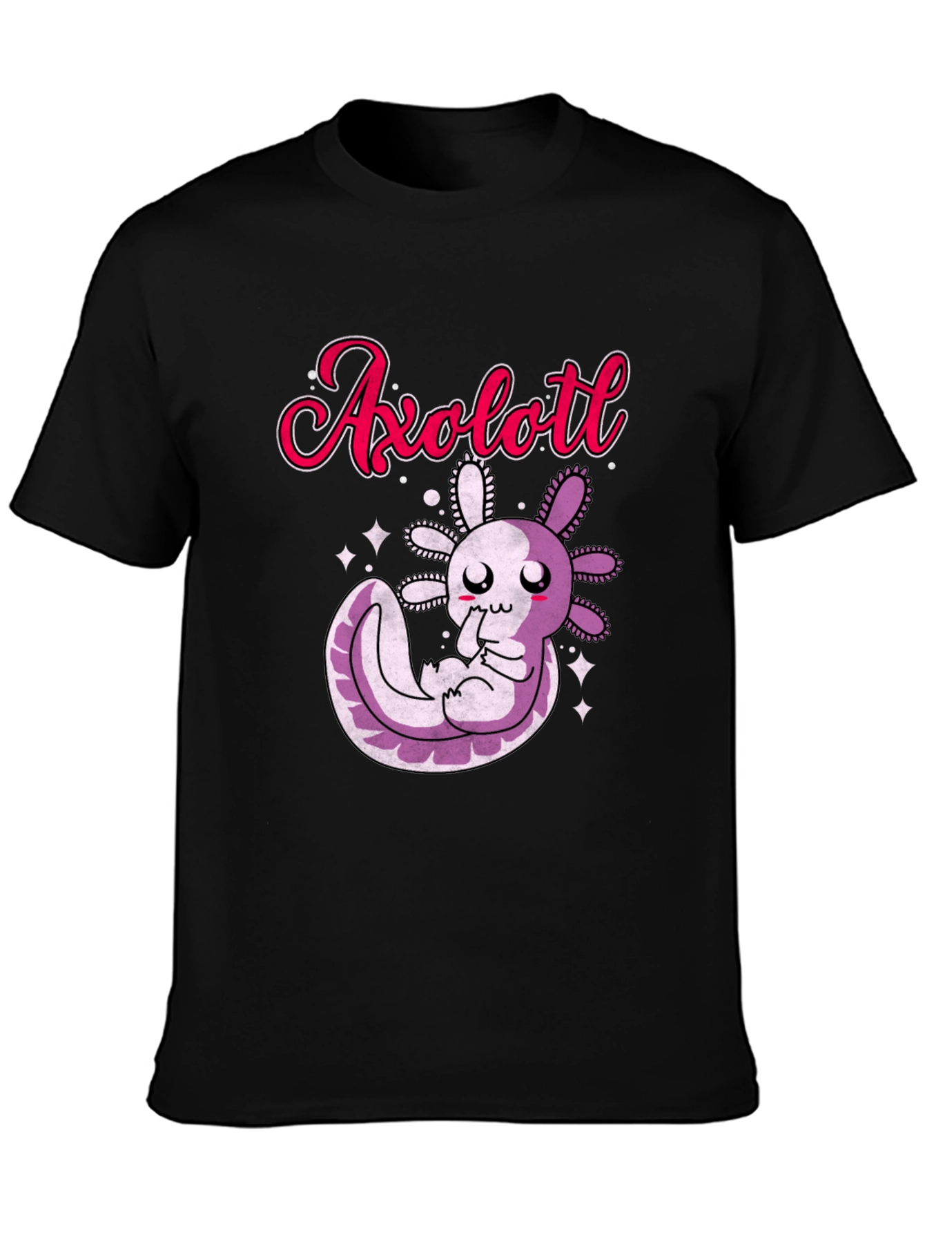 Cute Axolotl Graphic T-Shirt - Black