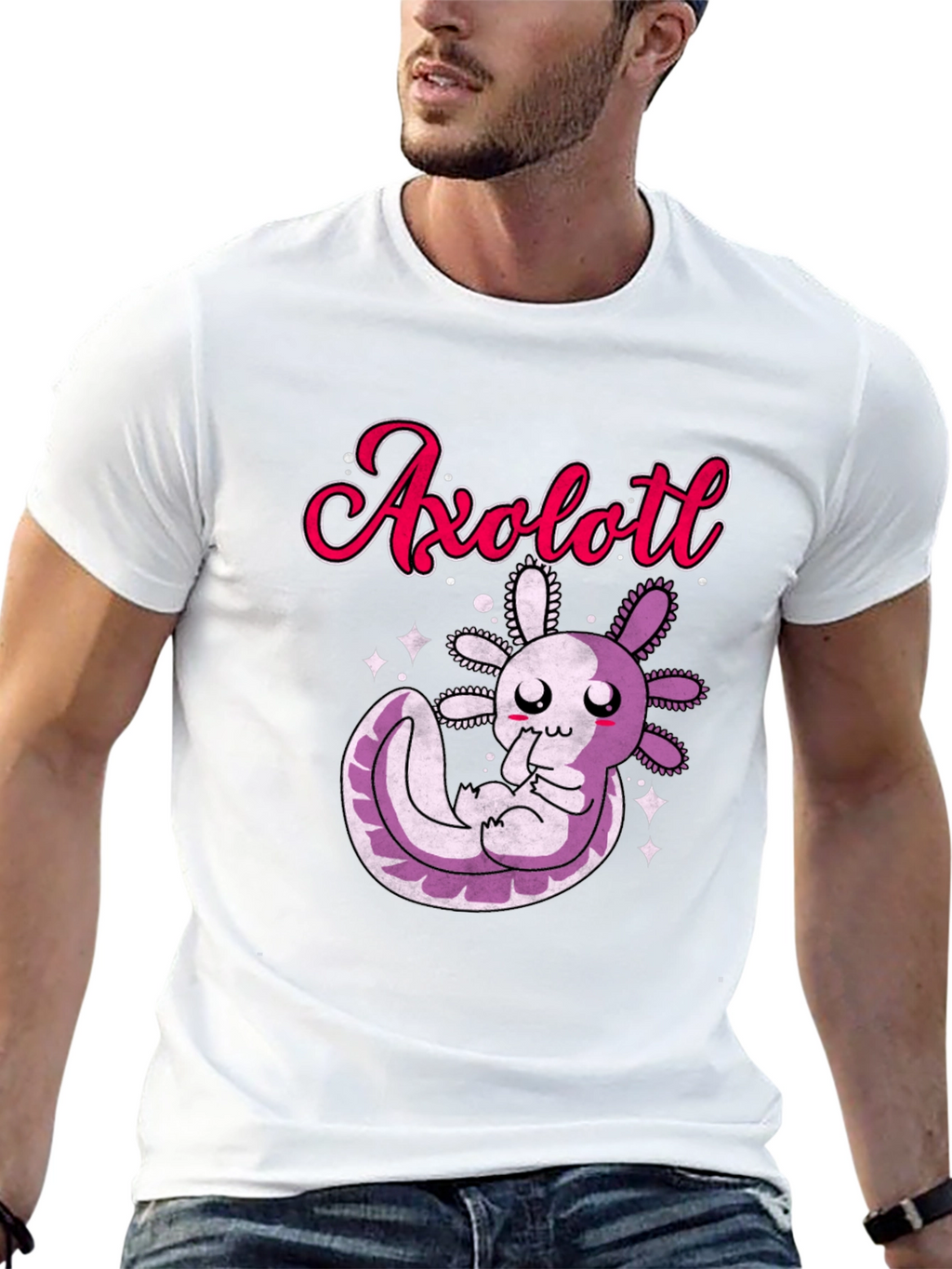 Cute Axolotl Graphic T-Shirt - Black
