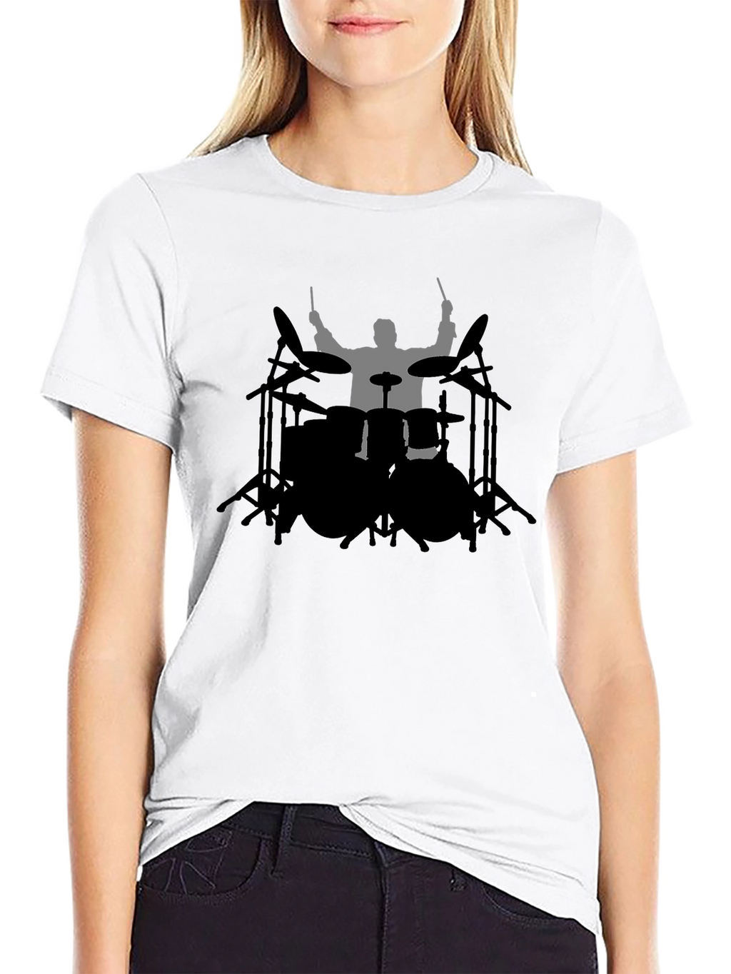 Drummer Silhouette Black T-Shirt