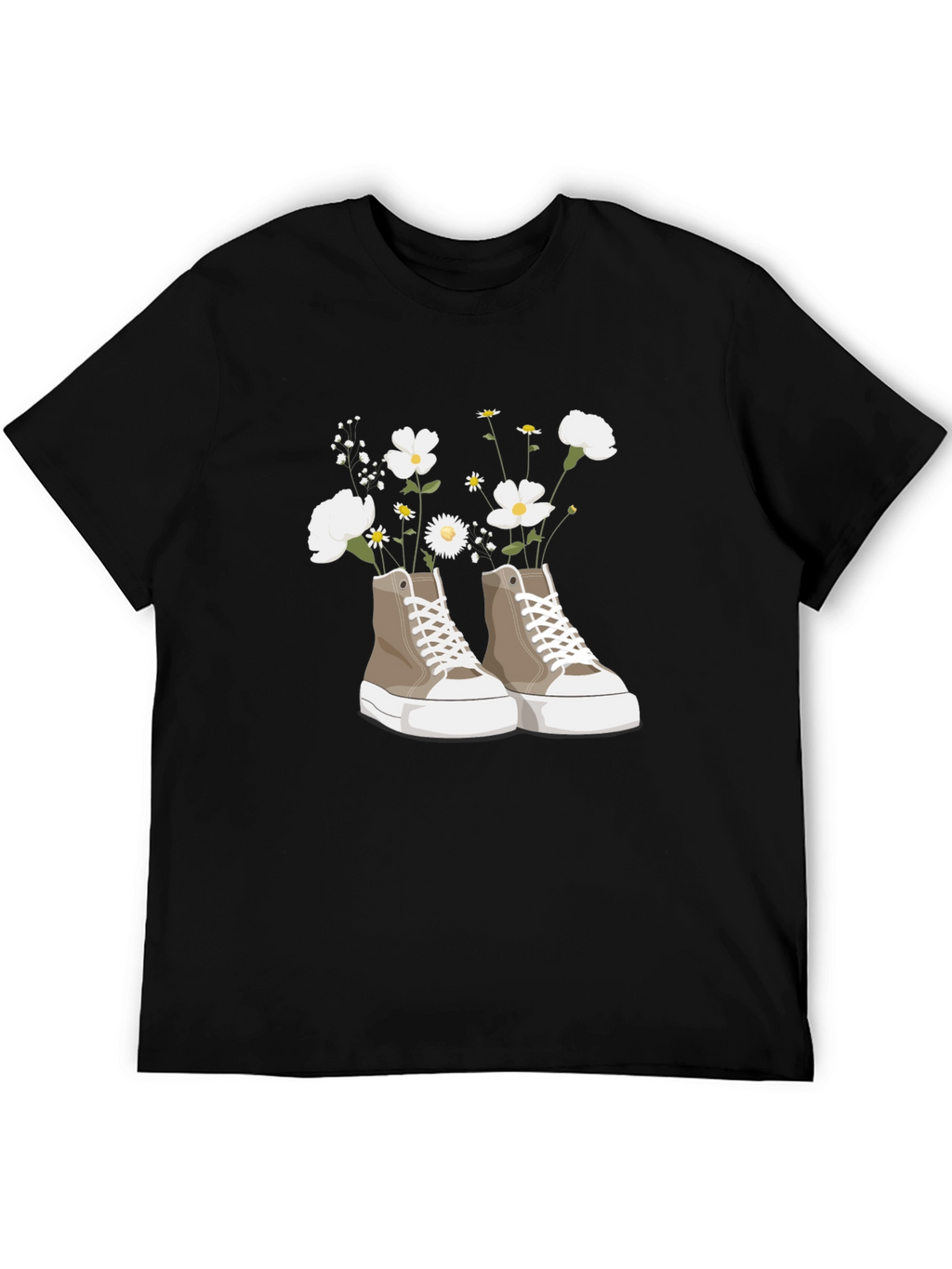 Floral Sneaker Graphic Tee - Trendy Casual Top