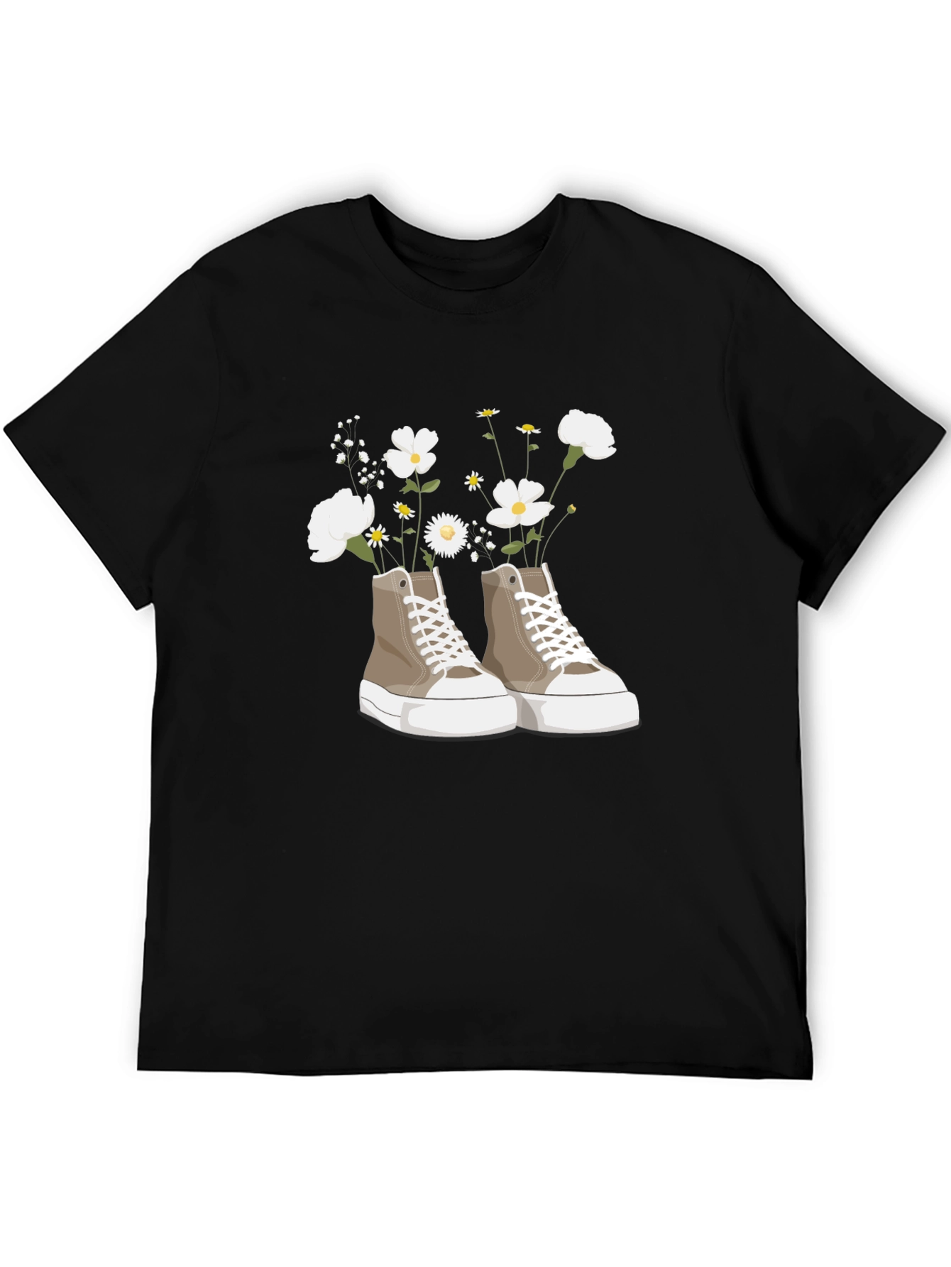 Floral Sneaker Graphic Tee - Trendy Casual Top